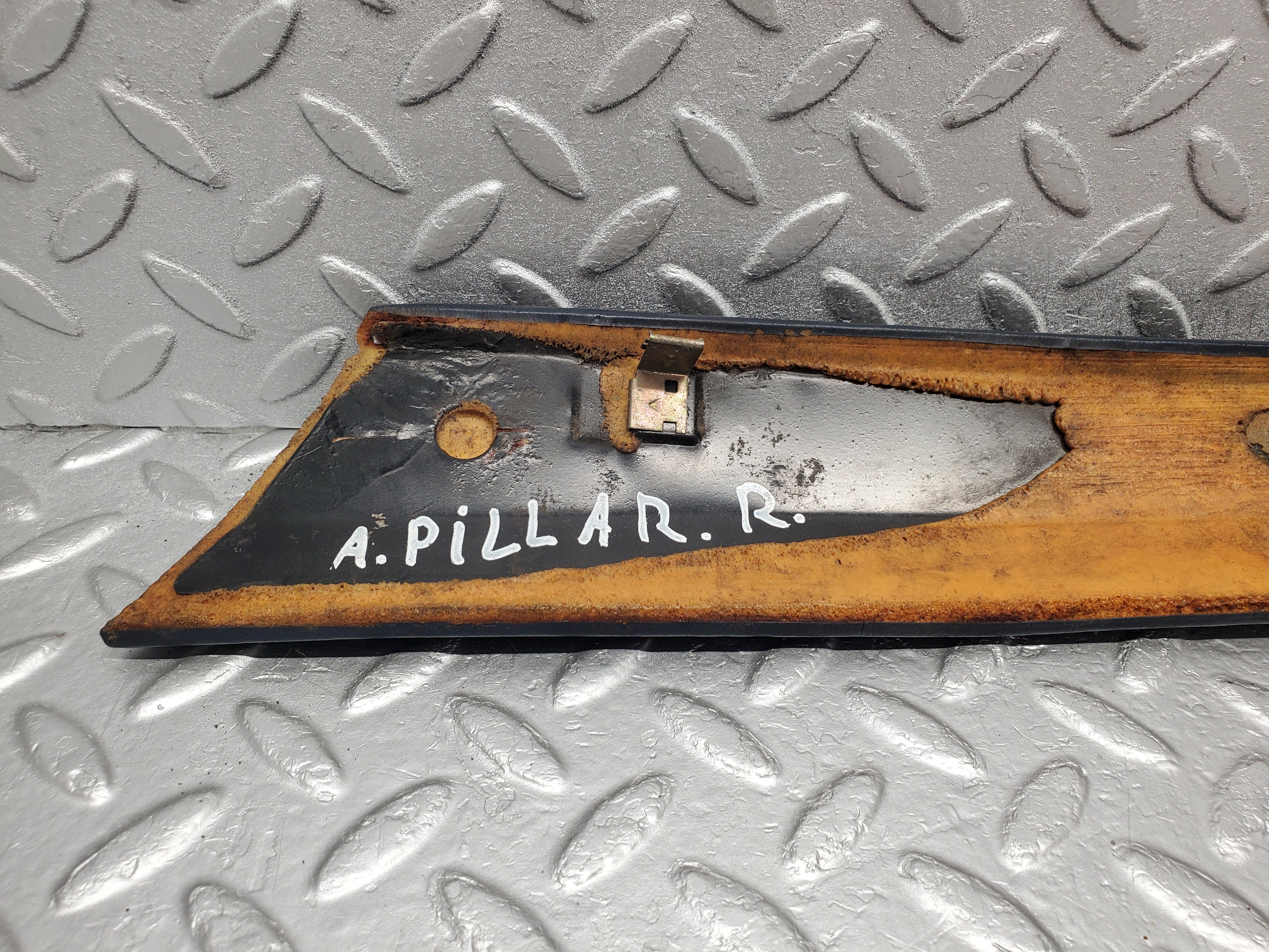 1369 Mercedes-Benz V123 240D A Pillar Cover Panel Right Side Blue