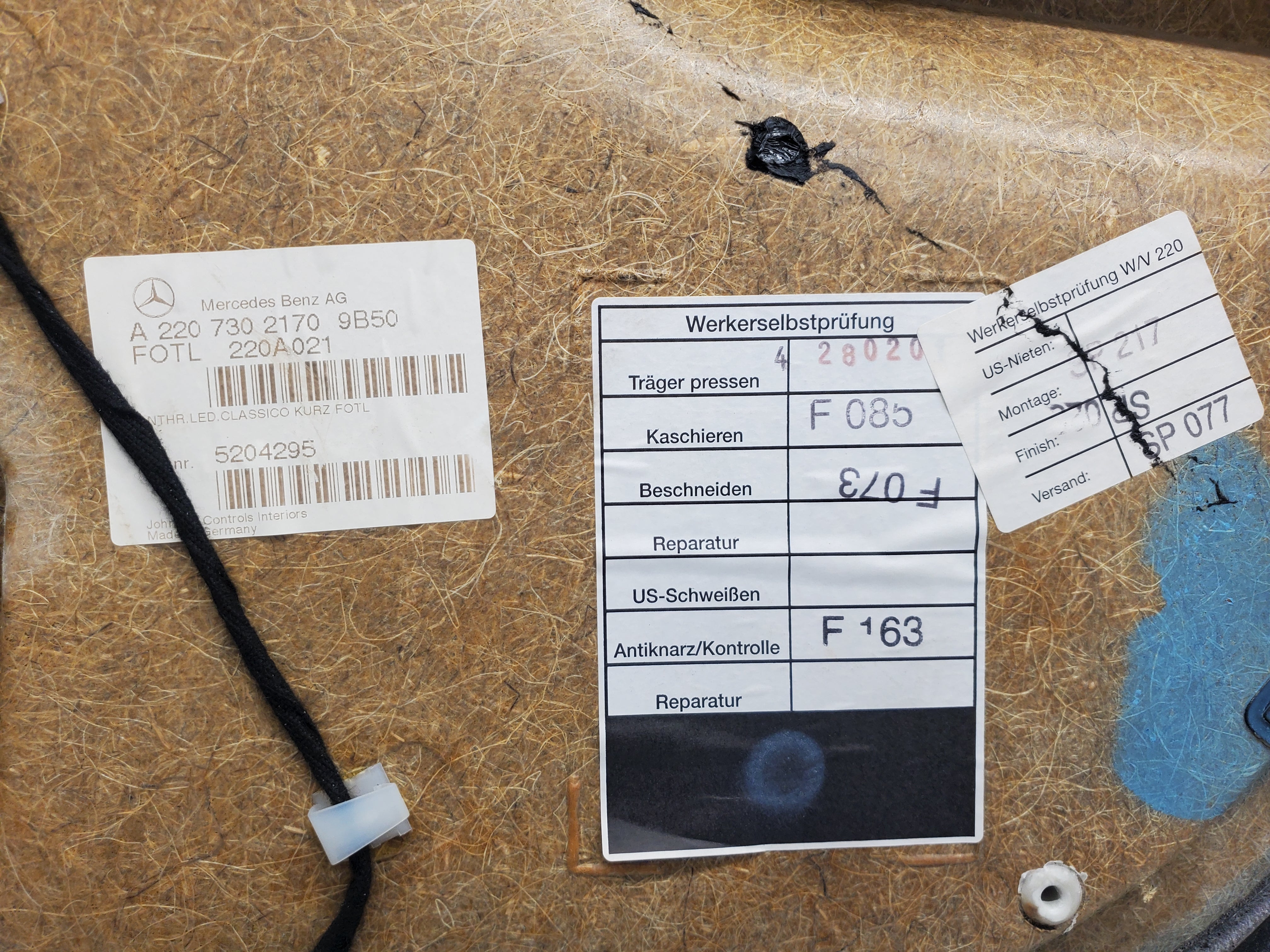 1573 Mercedes-Benz W220 S430 Rear Left Door Card 2207302170