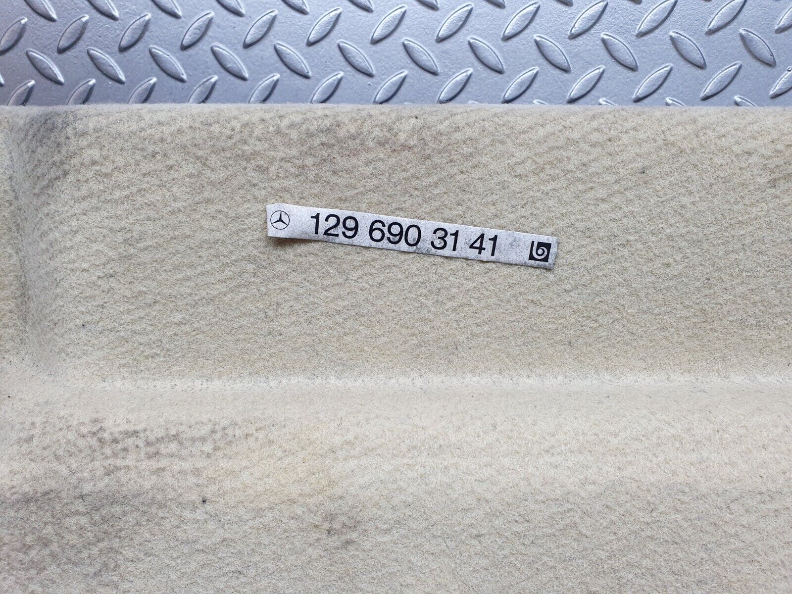 42261 Mercedes-Benz R129 320SL Coupe Fuel Tank Cover Plate Carpet Beige 1296903141