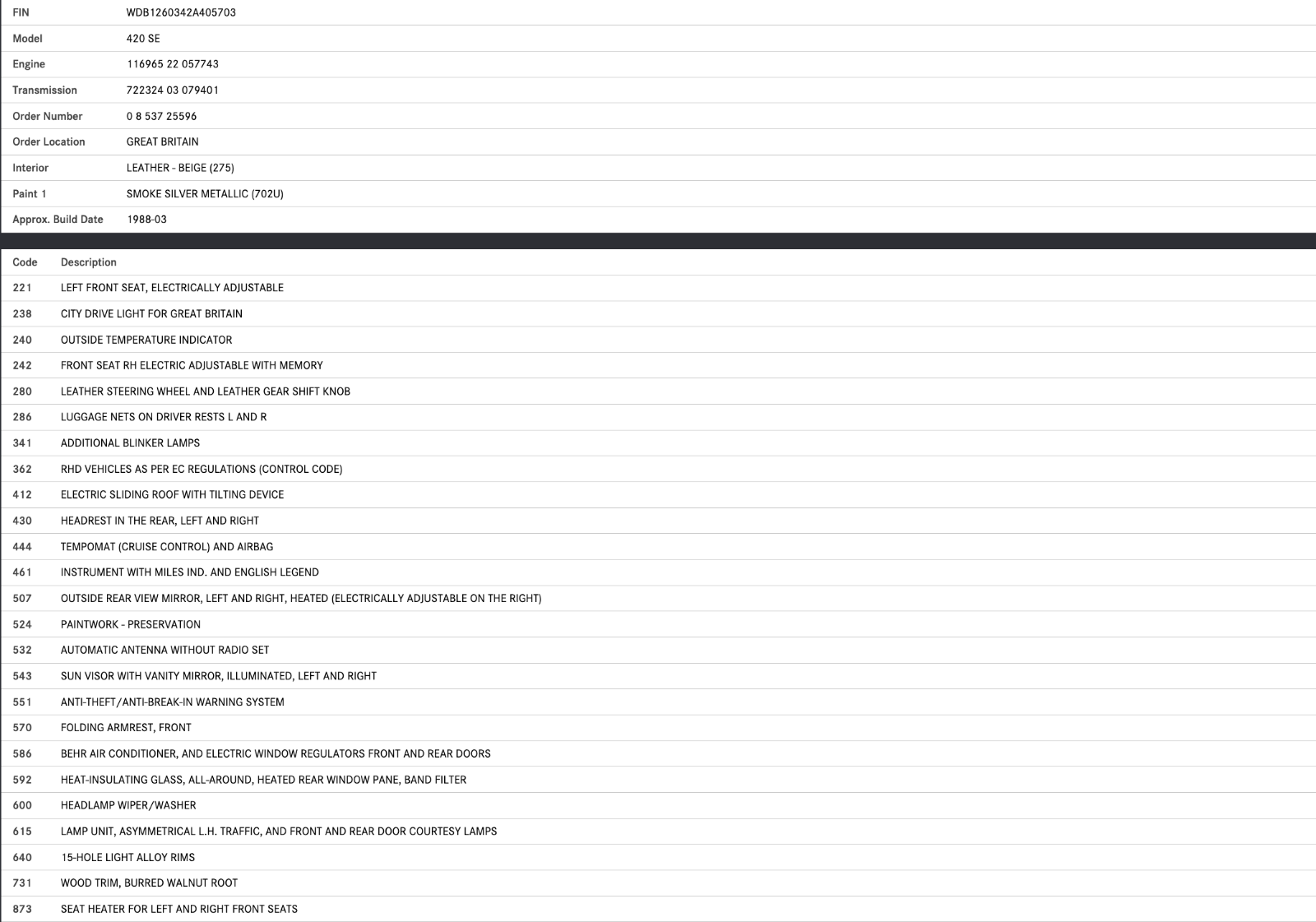 45654 Mercedes-Benz W126 420SE Child Lock Control Switch 1248204910