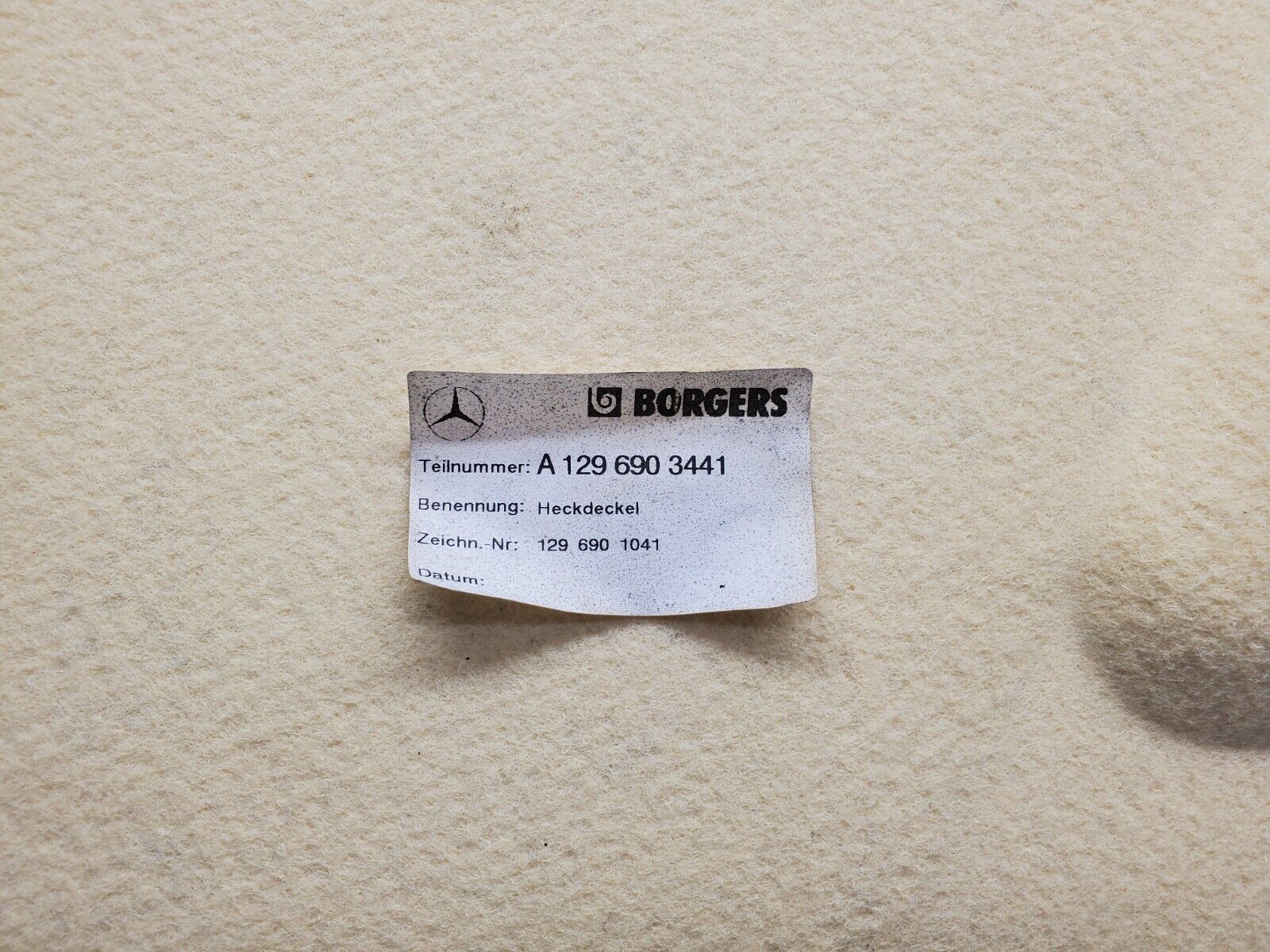 46861 Mercedes-Benz R129 320SL Coupe Interior Boot Lid Cover Panel Beige 1296903441