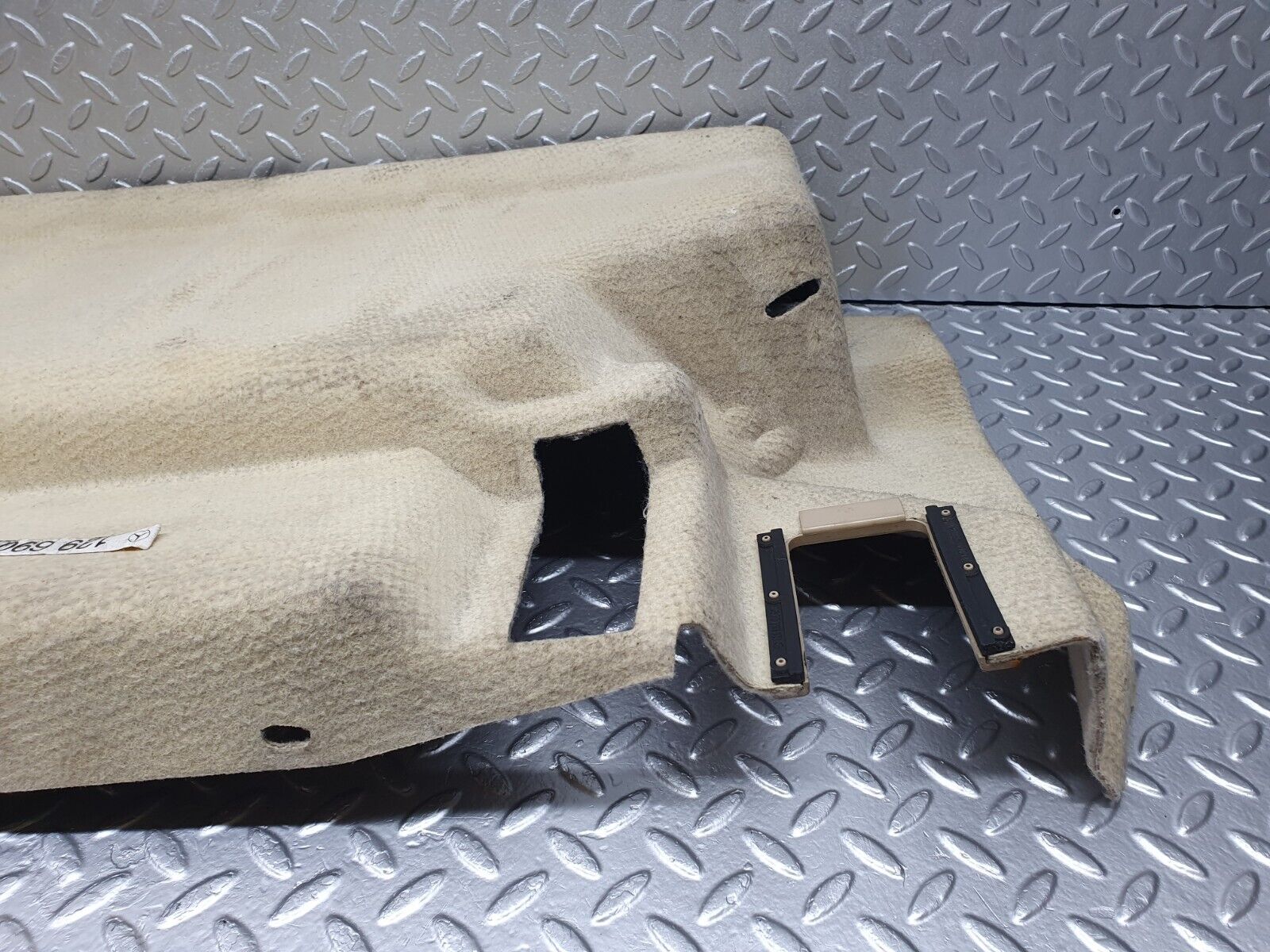 42261 Mercedes-Benz R129 320SL Coupe Fuel Tank Cover Plate Carpet Beige 1296903141