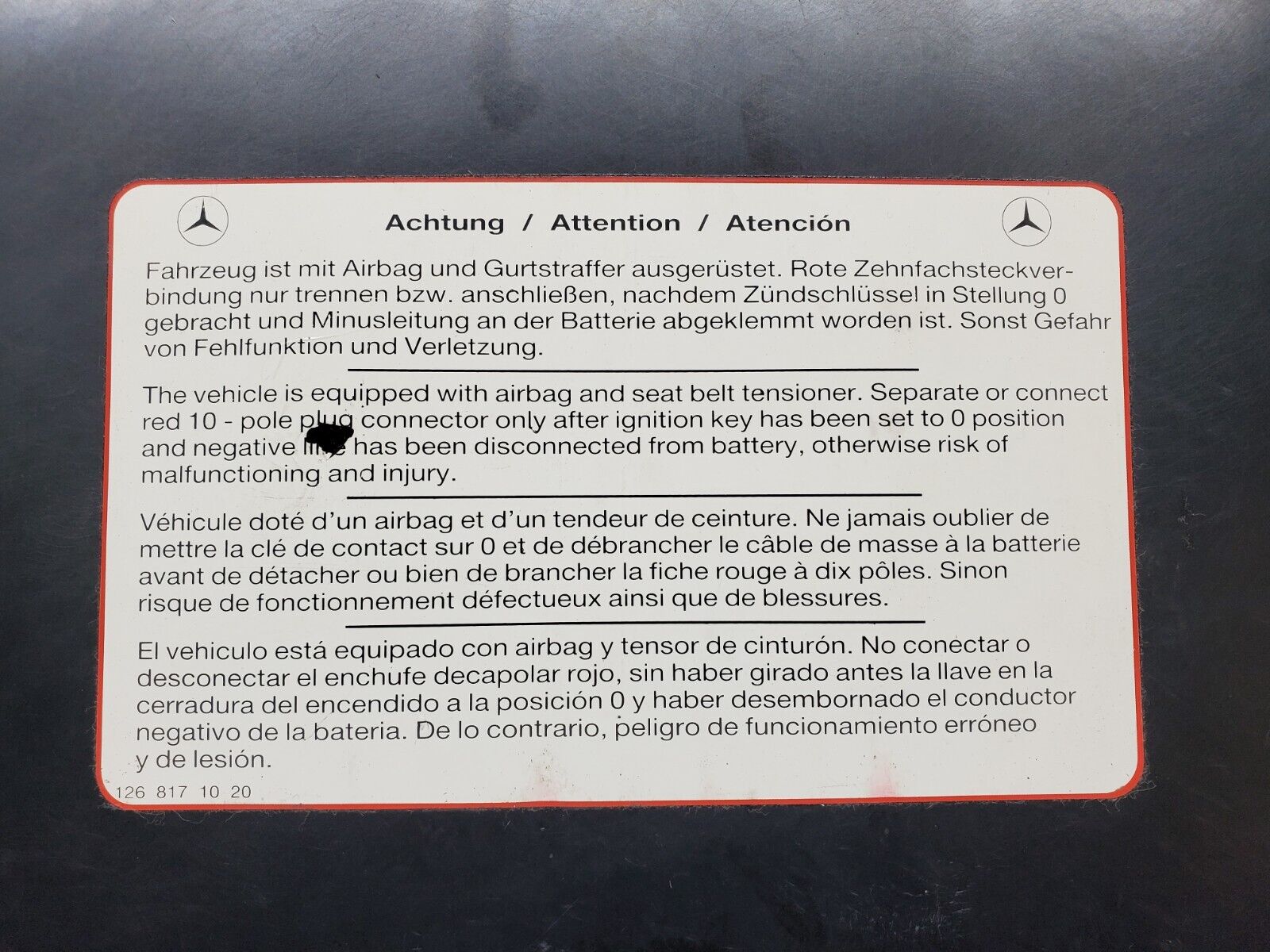 45627 Mercedes-Benz W126 420SE Foot Well Panel Left Side 1266840537