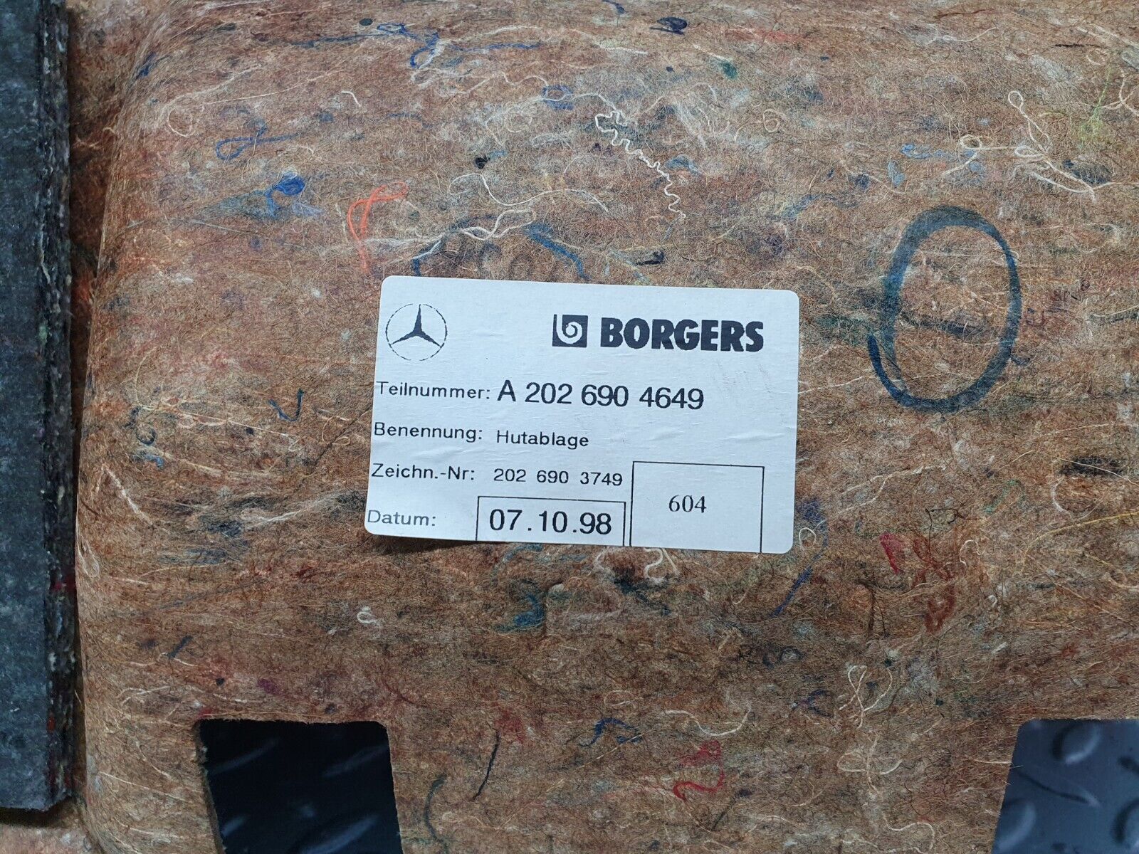 41819 Mercedes-Benz W202 C200 Rear Parcel Shelf 2026904646 2028400074