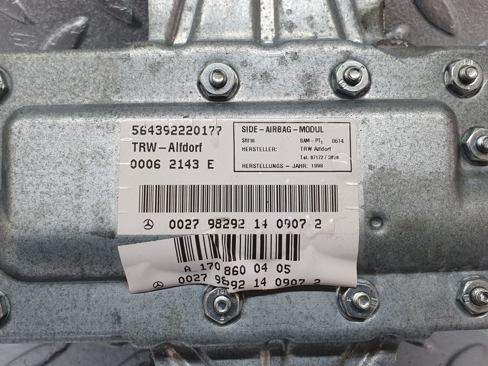 41752 Mercedes-Benz W202 C200 Right Side Airbag Module 002798292 1708600405