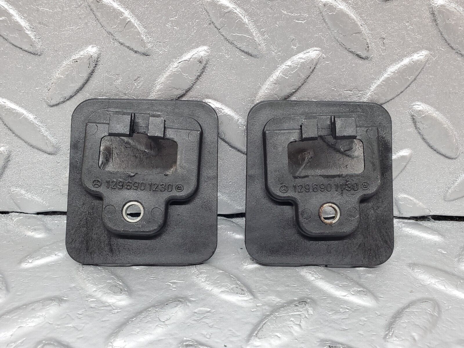 44957 Mercedes-Benz R129 300SL Coupe Roof Lock Cover Trim Pair 1296901130 1296901230
