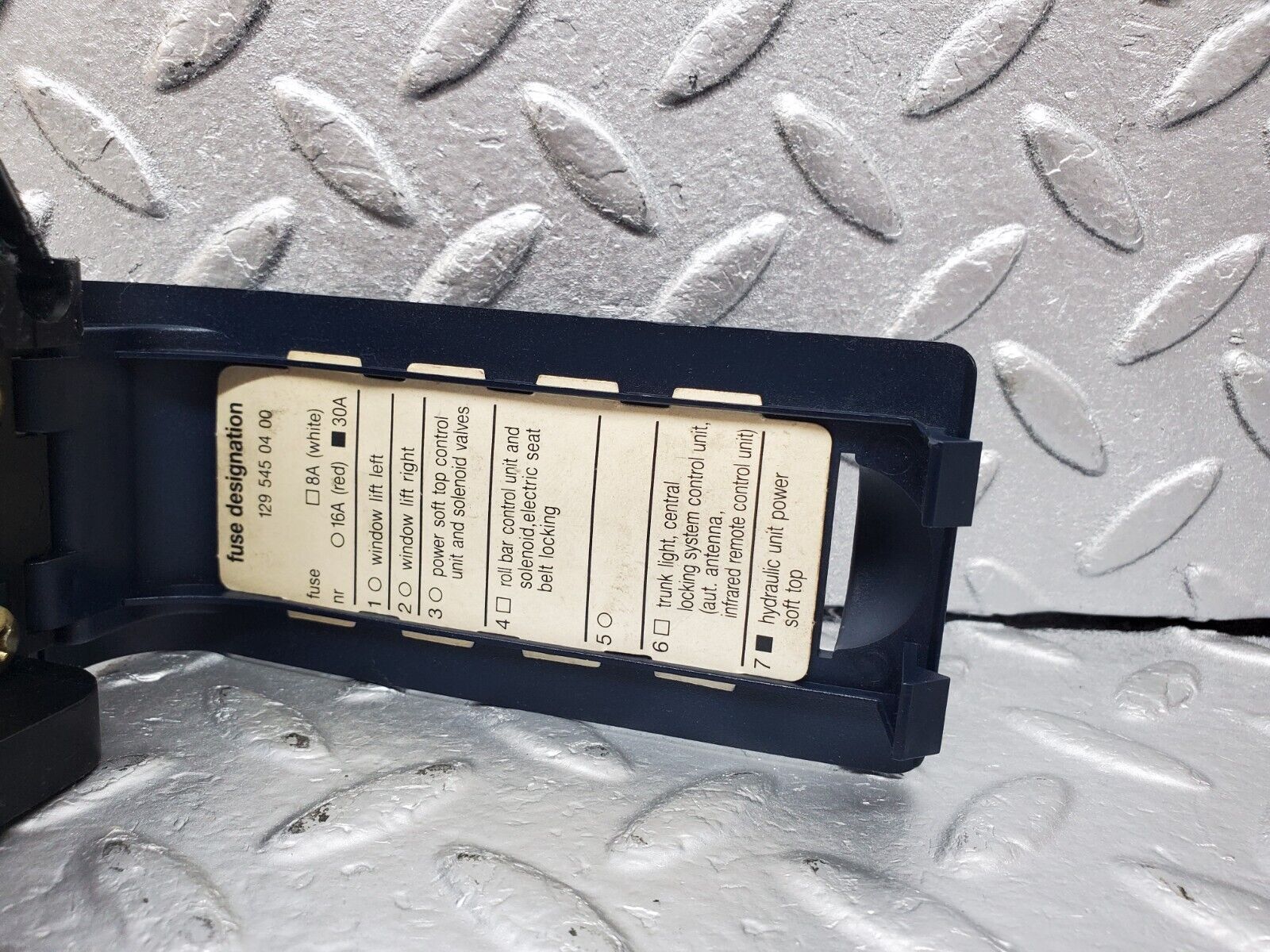 45001 Mercedes-Benz R129 300SL Coupe Fuse Box Lid 1040037886 1295400450