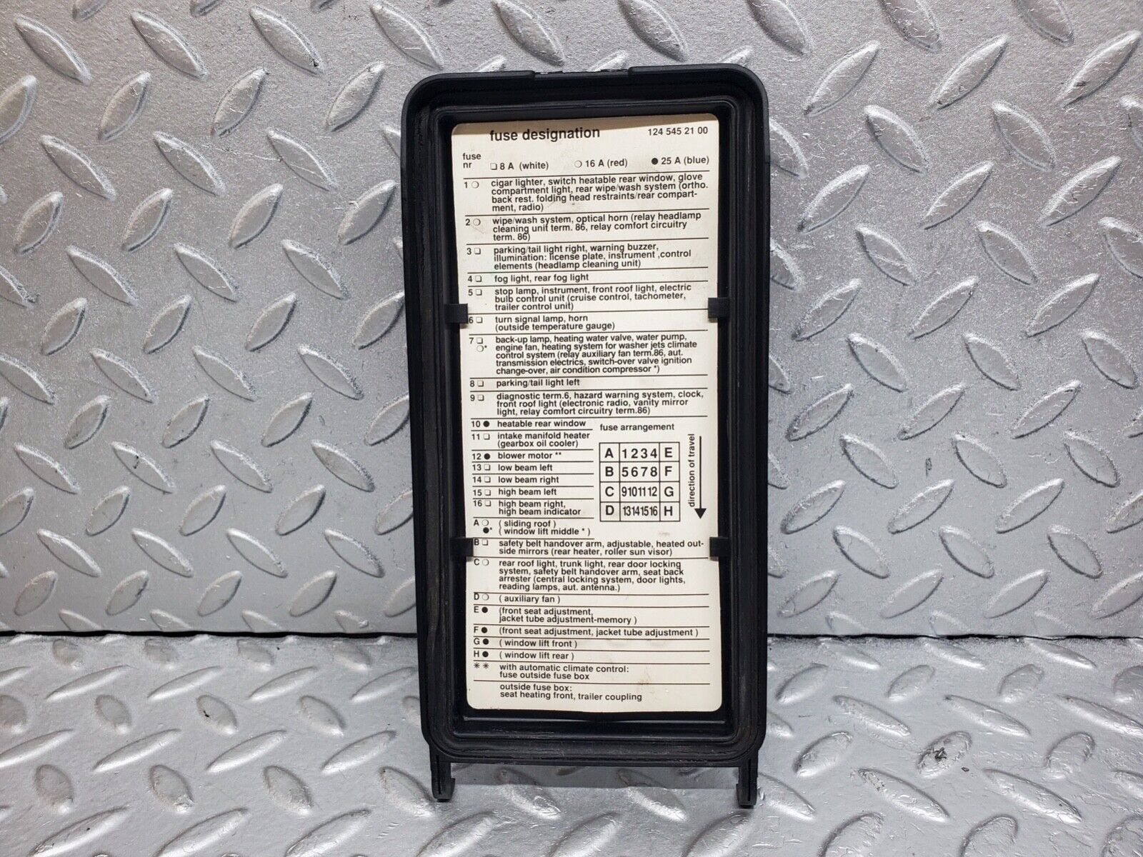 44587 Mercedes-Benz W124 220E Fuse Box 1245401850 1245400282 1245400182