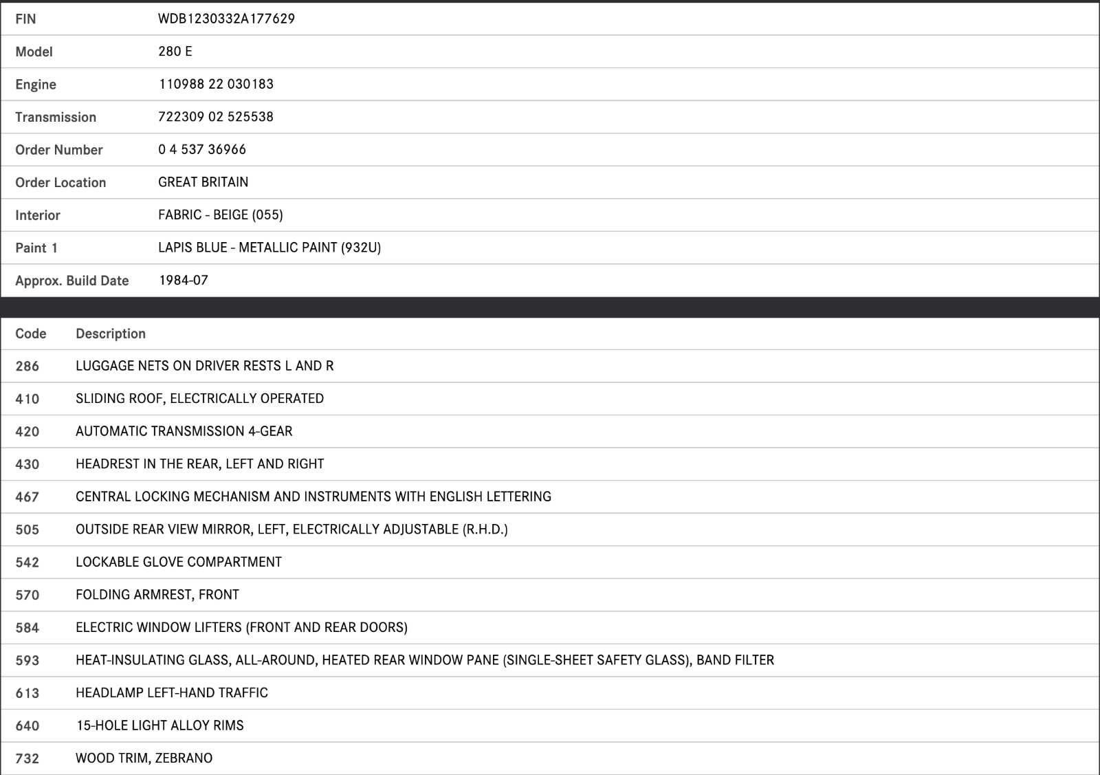 44345 Mercedes-Benz W123 280E Steering Column Switch Cover 1234621496