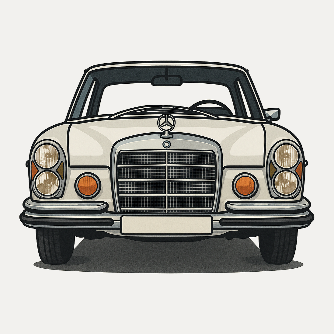 Vintage Mercedes-Benz car illustration on a white background