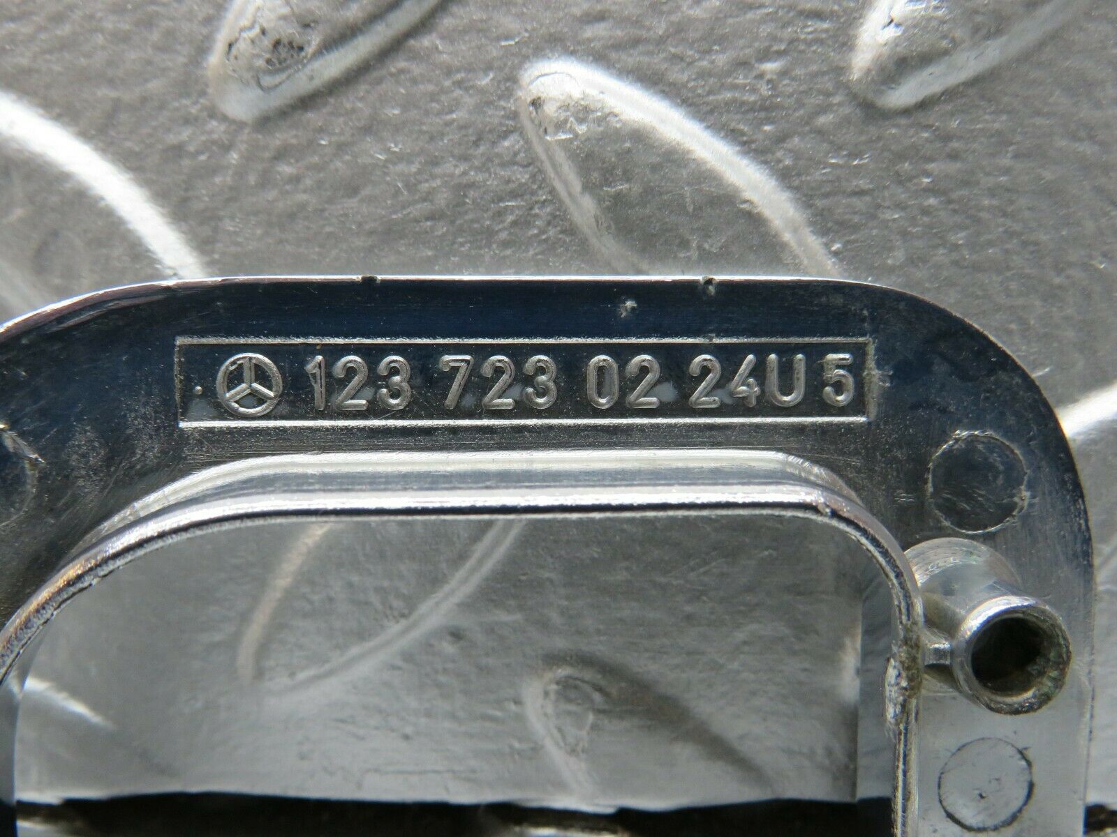 23992 Mercedes-Benz W123 280E Right Interior Chrome Door Latch Trim 1237230224