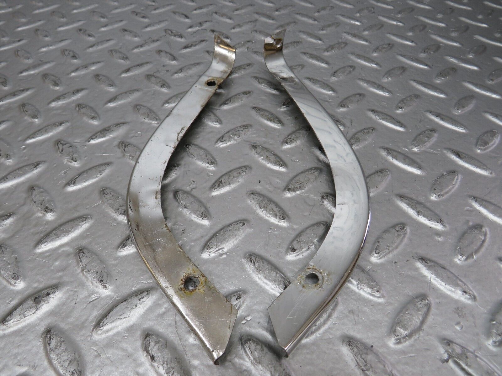 26030 Mercedes-Benz W116 450SE Headlight Upper Chrome Trim Pair