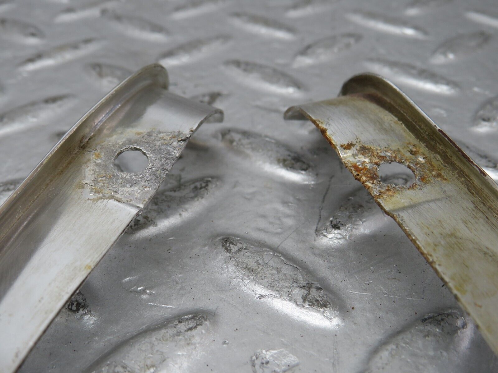 26030 Mercedes-Benz W116 450SE Headlight Upper Chrome Trim Pair