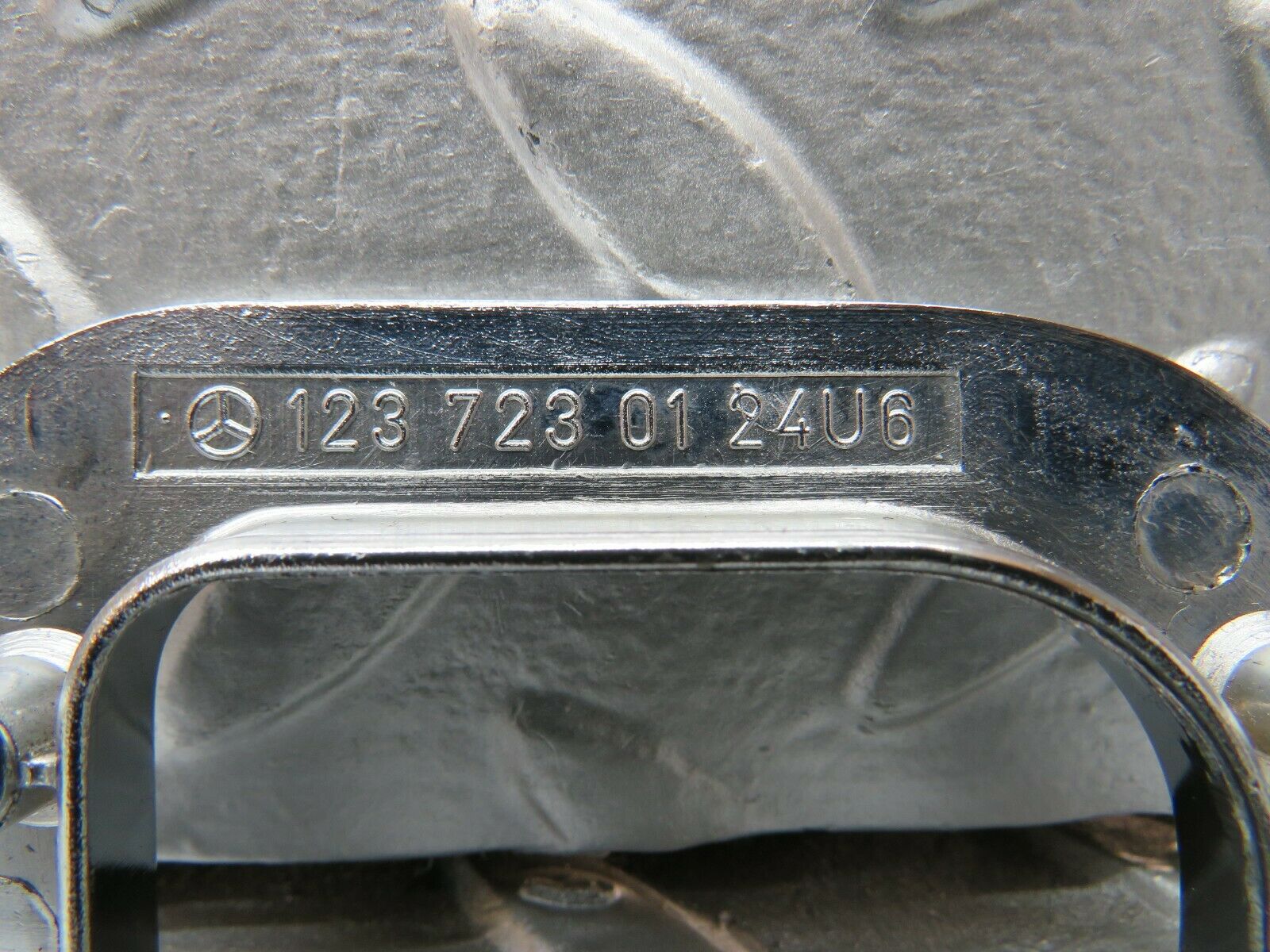 23994 Mercedes-Benz W123 280E Left Interior Chrome Door Latch Trim 1237230124