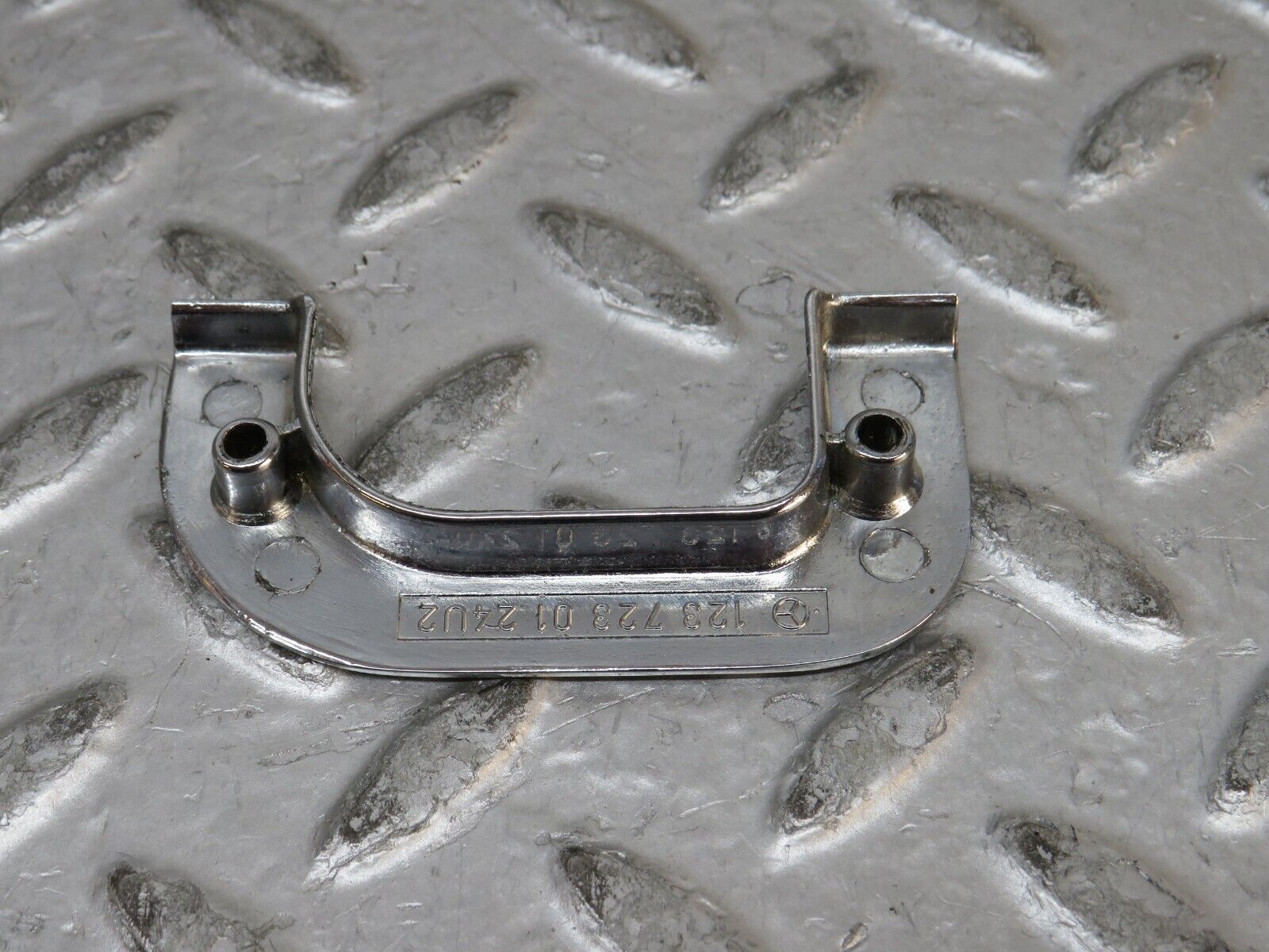 28803 Mercedes-Benz W123 230E Left Interior Chrome Door Latch Trim 1237230124