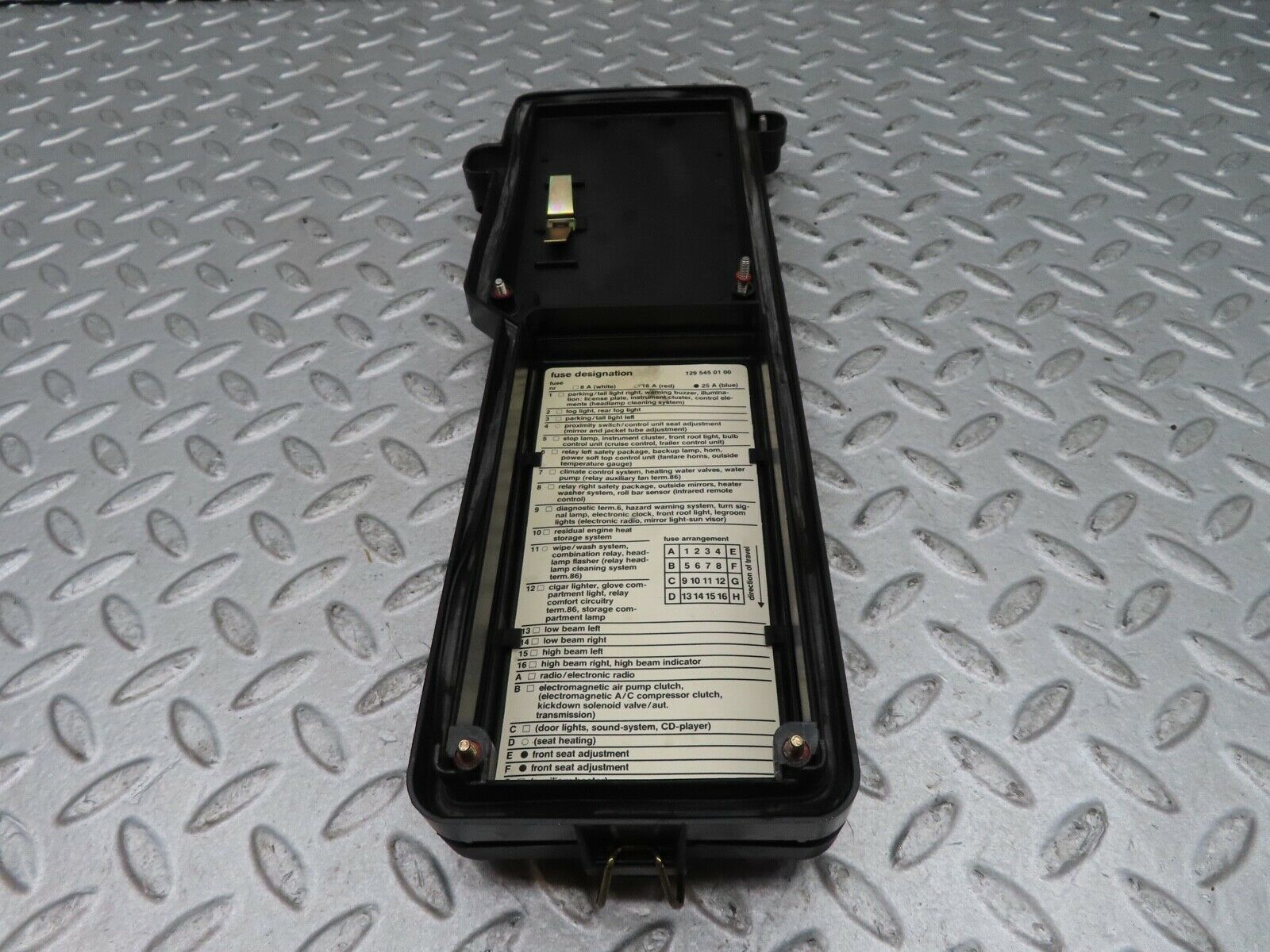 17096 Mercedes-Benz R129 300SL Coupe Fuse Box Cover Lid 1245400182