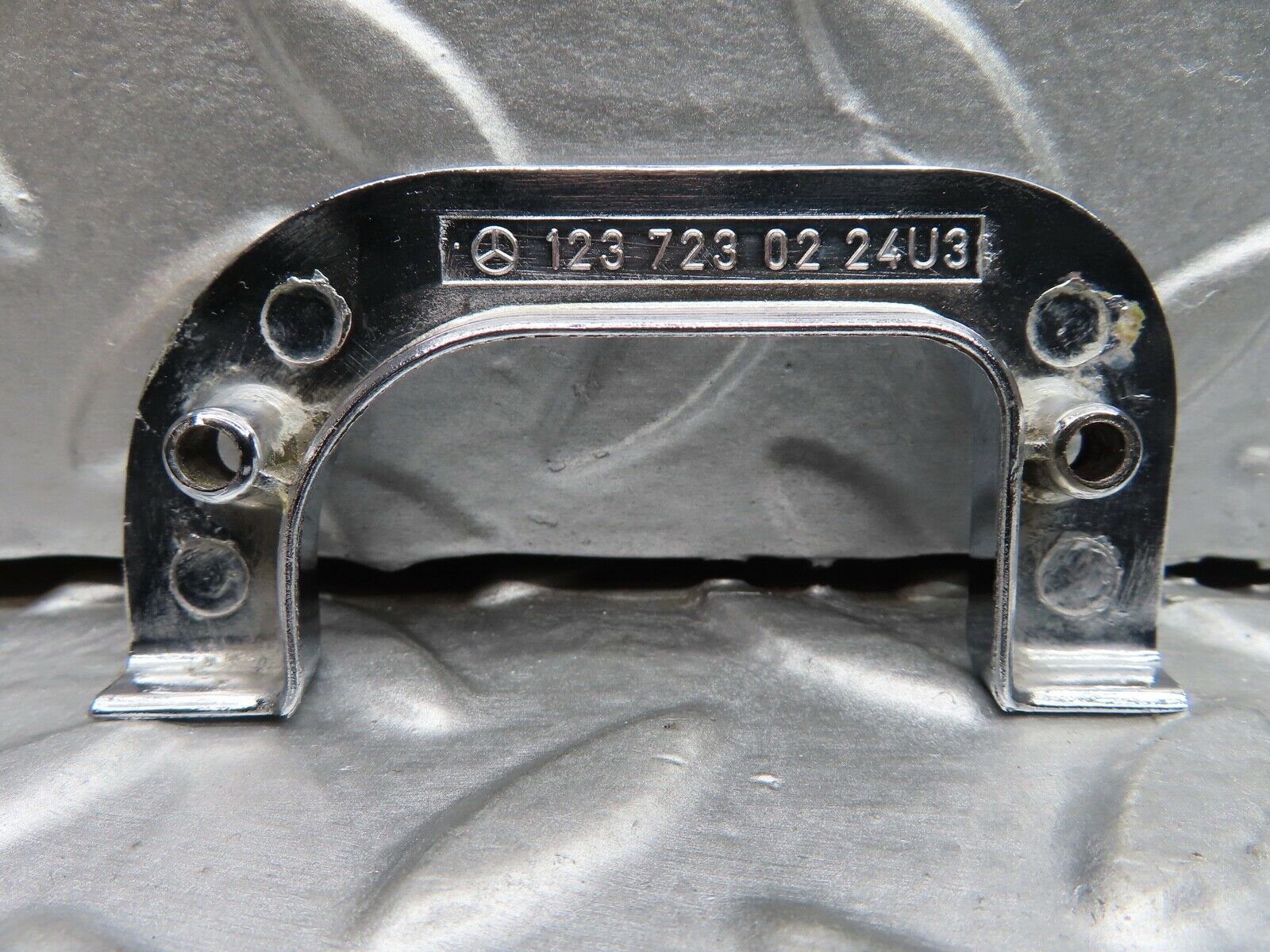 21081 Mercedes-Benz W123 230E Right Chrome Door Latch Trim 1237230224