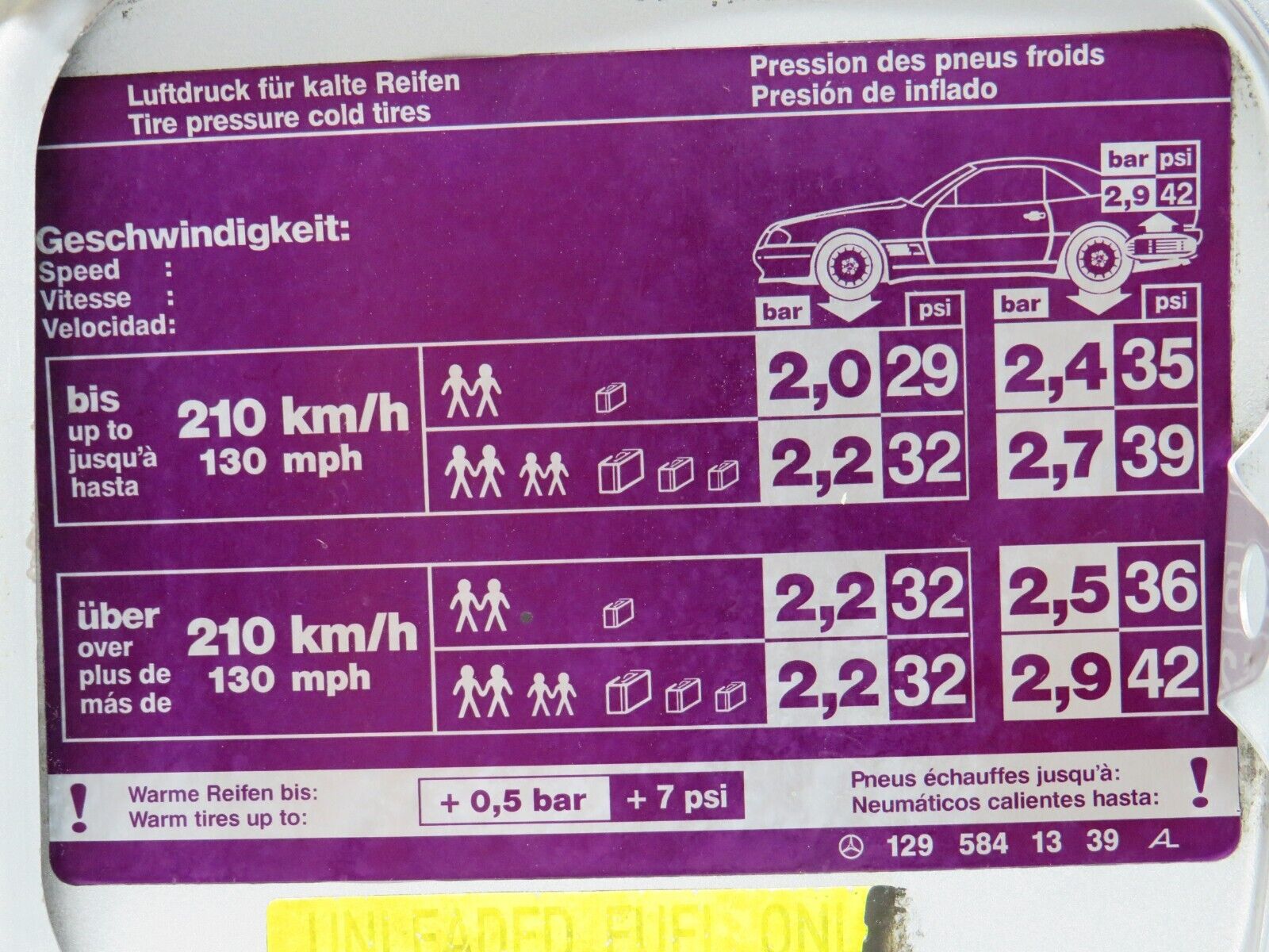 39405 Mercedes-Benz R129 320SL Coupe Fuel Tank Flap Cap 1295841339