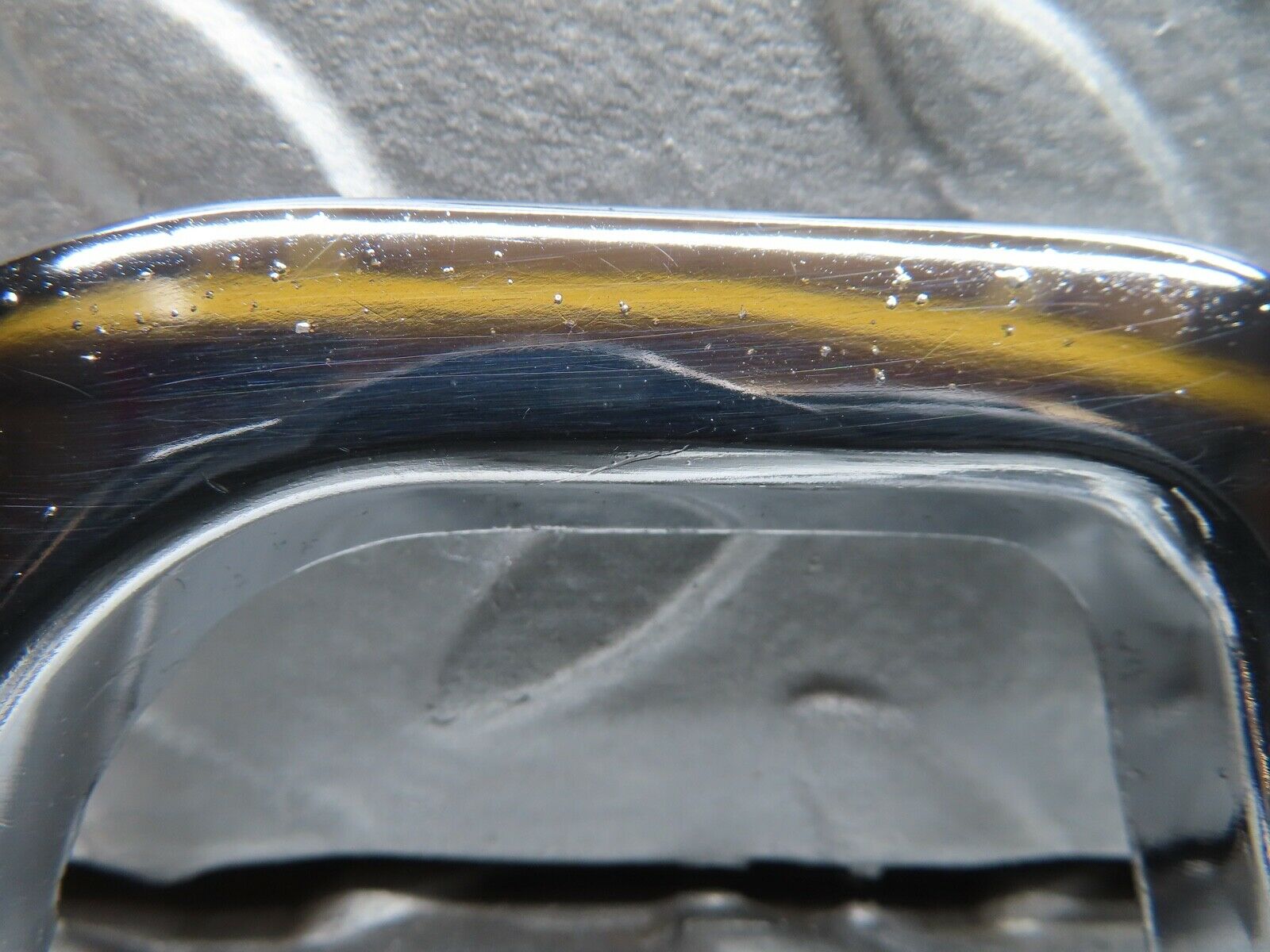 21083 Mercedes-Benz W123 230E Left Chrome Door Latch Trim 1237230124