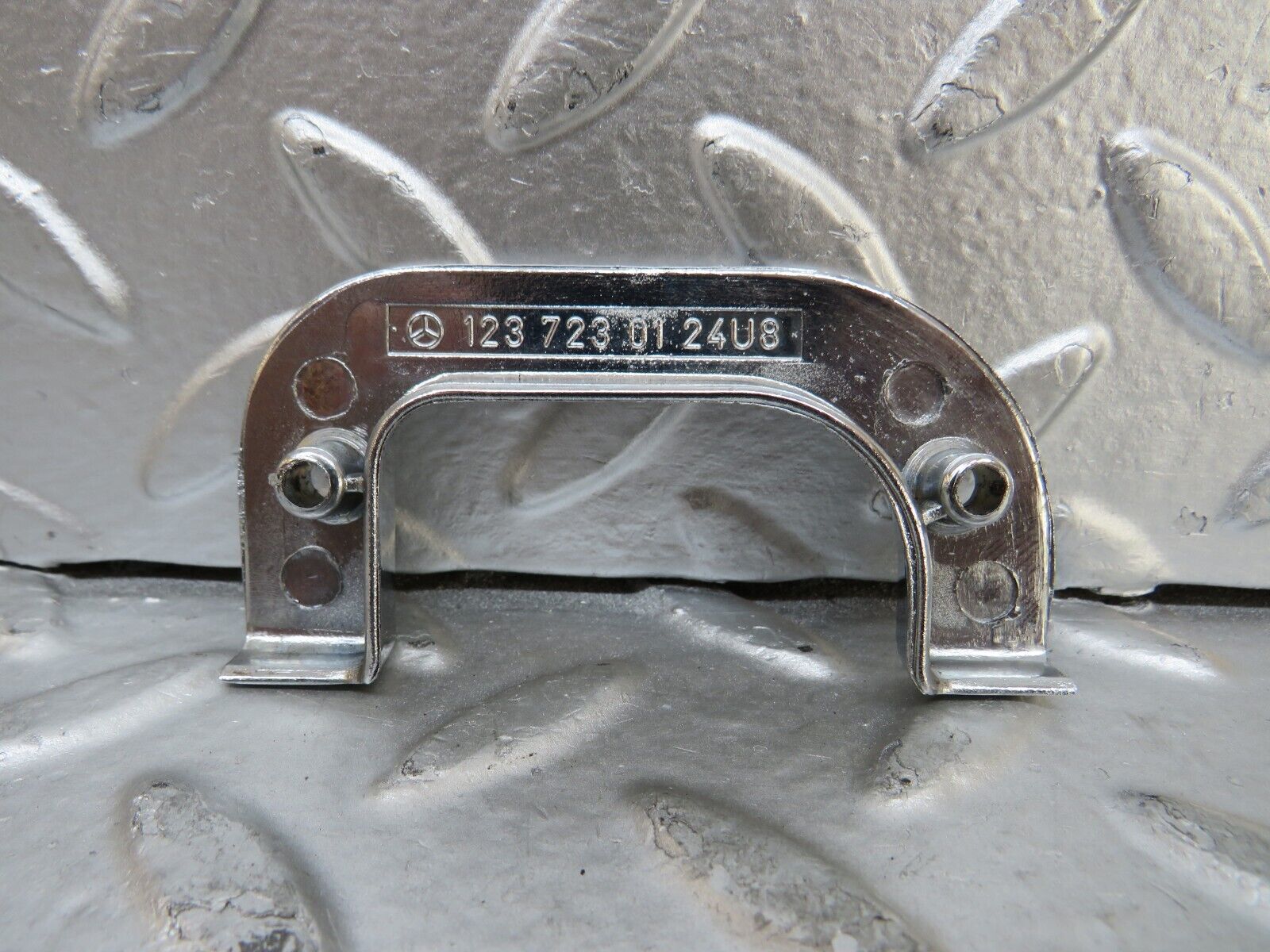 27167 Mercedes-Benz W123 280E Left Interior Chrome Door Latch Trim 1237230124