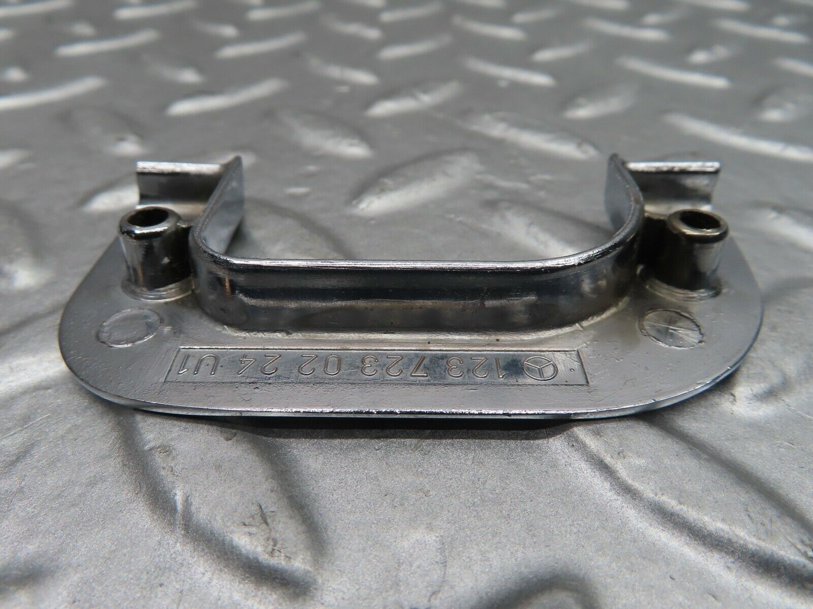 21082 Mercedes-Benz W123 230E Right Chrome Door Latch Trim 1237230224