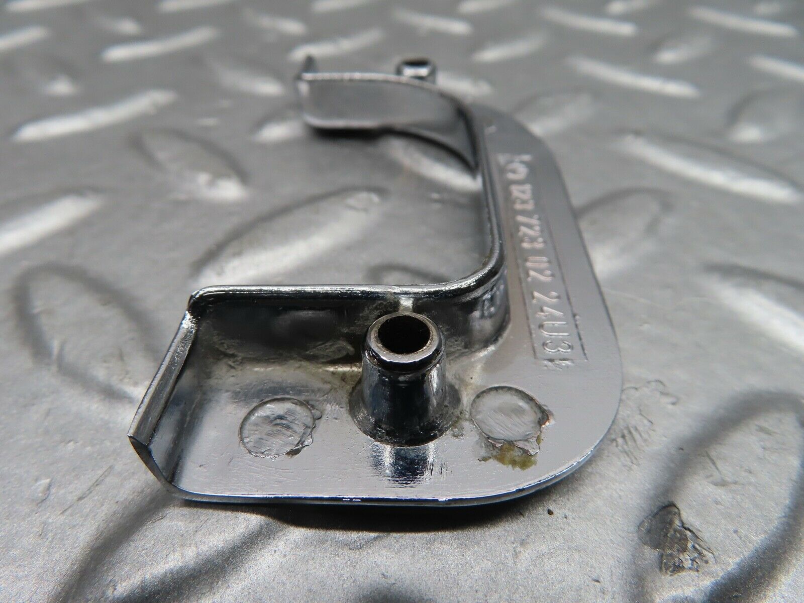 21081 Mercedes-Benz W123 230E Right Chrome Door Latch Trim 1237230224