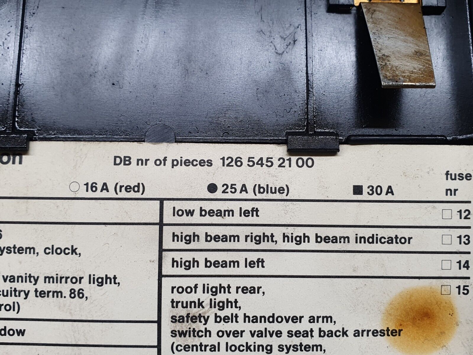 41220 Mercedes-Benz W126 300SE Fuse Box Housing 1265401650 1265400182 1265452100