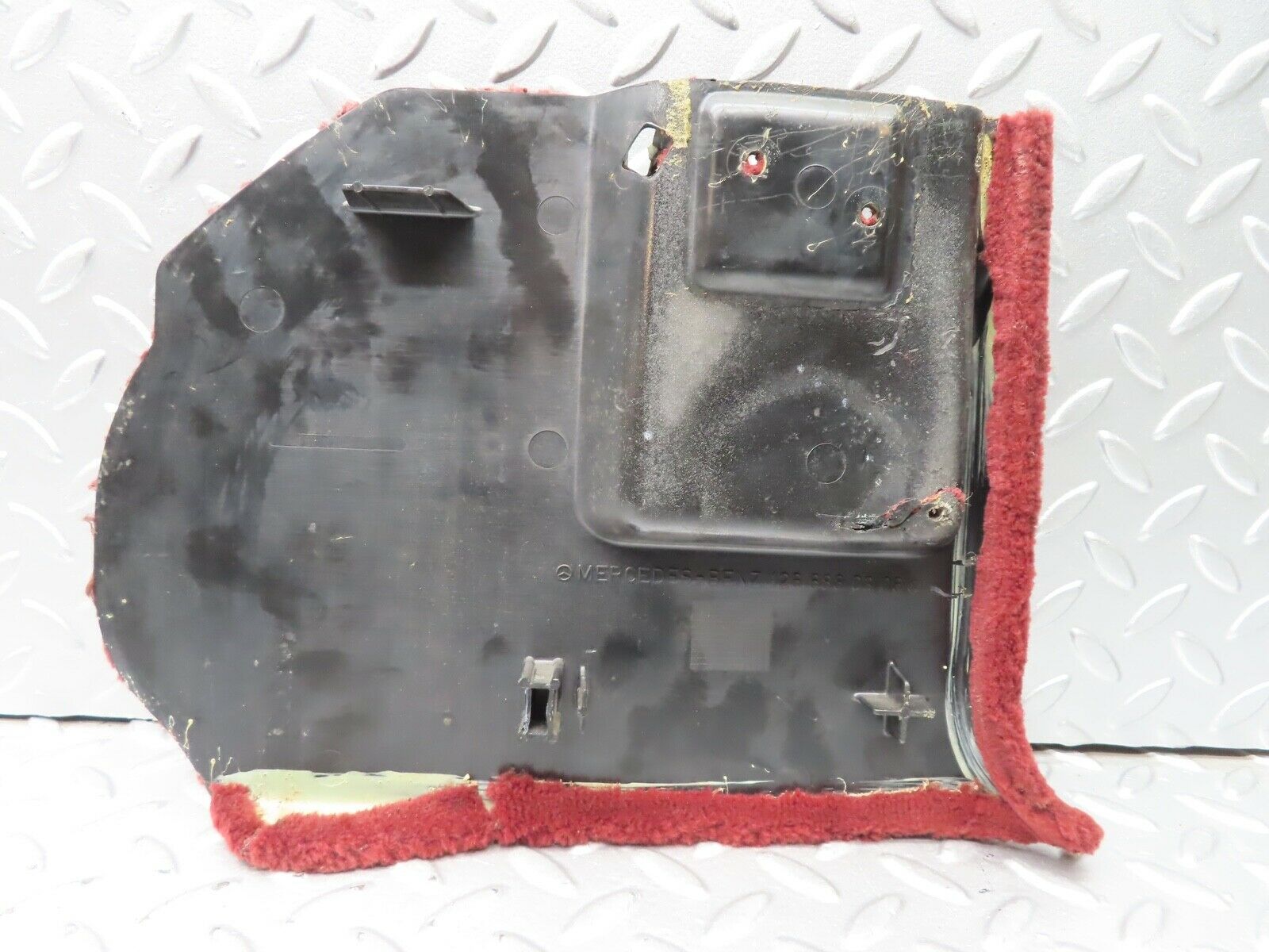 21503 Mercedes-Benz W126 300SE Front Left Kick Panel Burgundy Red 1266880306