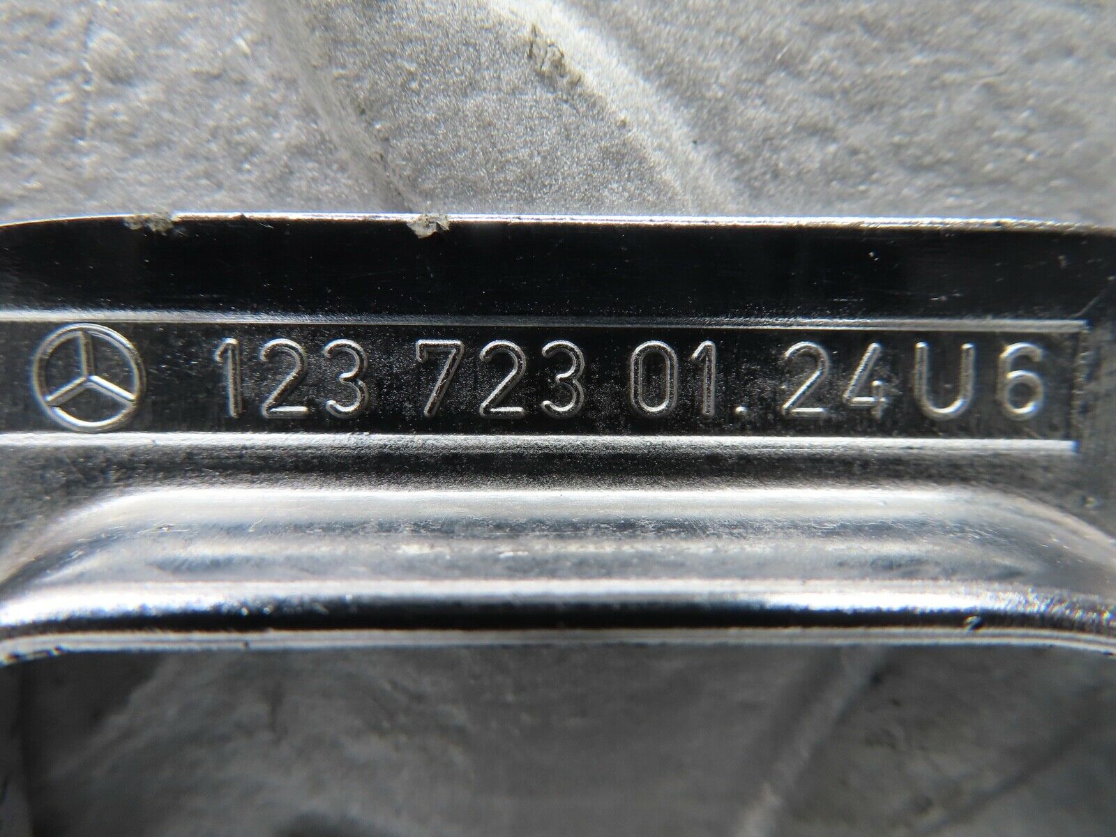 19165 Mercedes-Benz W123 300D Left Chrome Door Latch Trim 1237230124