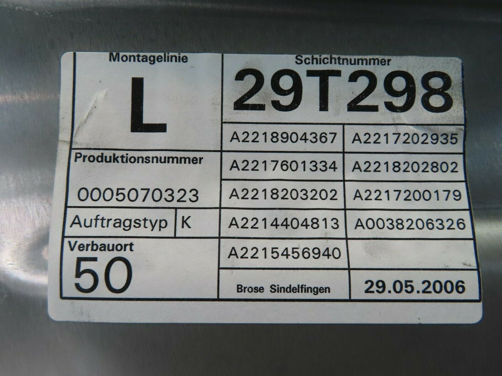 11168 Mercedes-Benz W221 S320 Front Left Door Window Regulator 2218203202