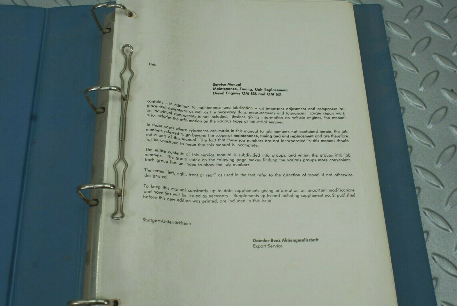 2480 Mercedes-Benz Owner's Service Manual OM636 & OM621 Engine