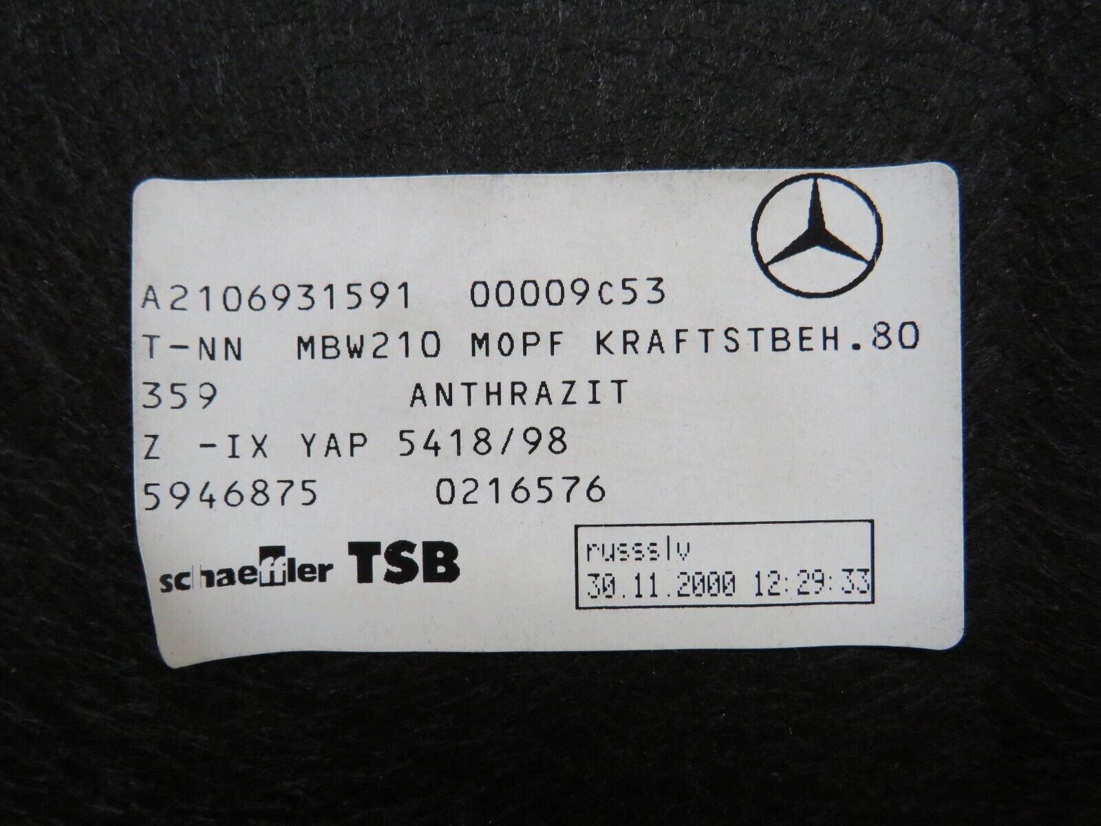 34814 Mercedes-Benz W210 320E Boot Trunk Carpet Panel 2106931591