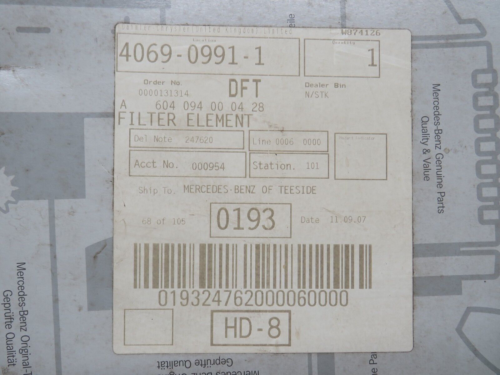 38227 Mercedes-Benz W210 W202 Genuine Air Filter New 604094000428