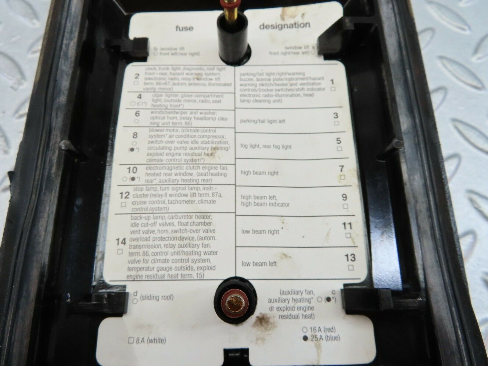 7730 Mercedes-Benz S123 230TE Wagon Fuse Box Cover Lid 1235400082