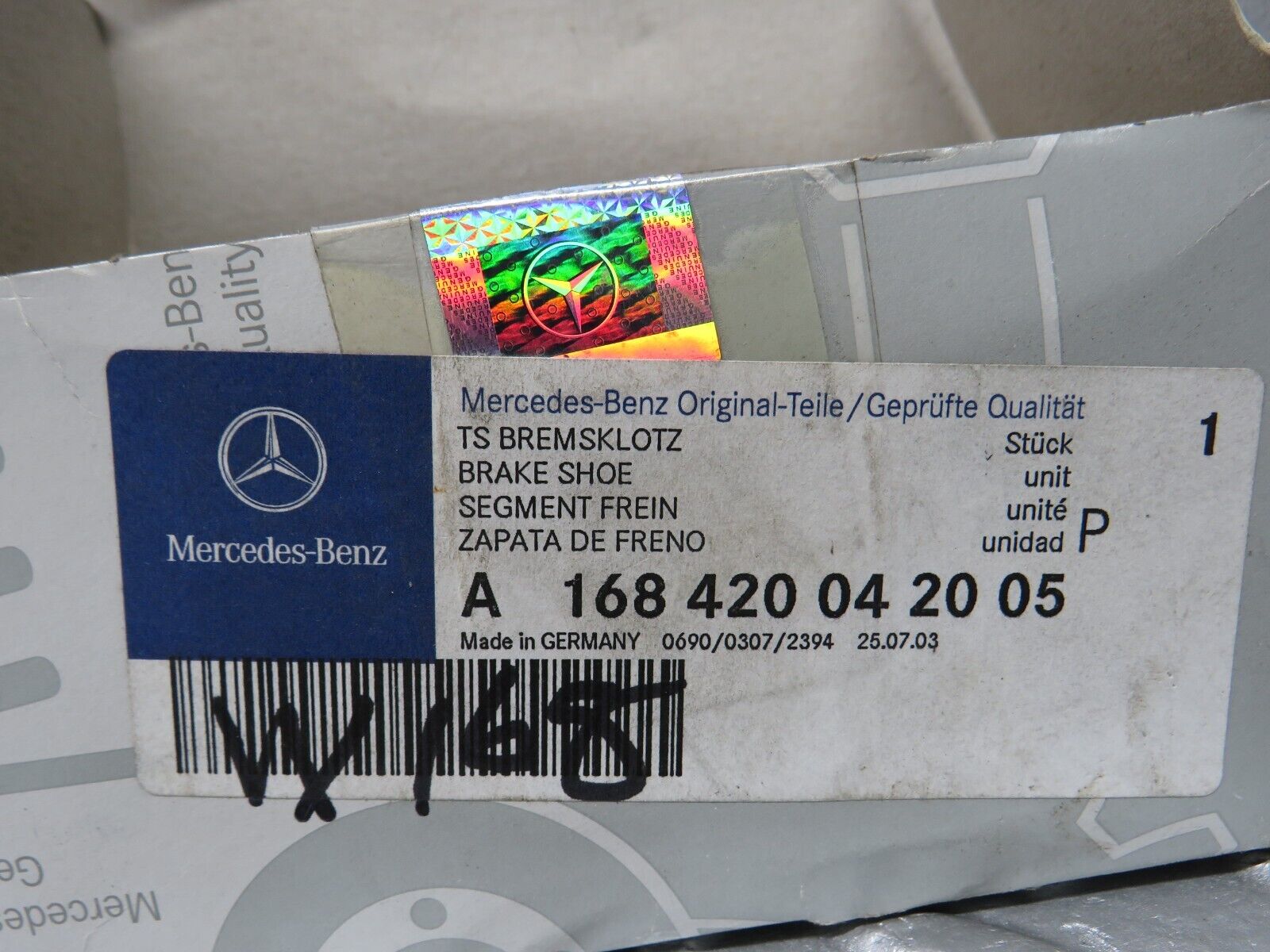 38208 Mercedes-Benz W168 Genuine Rear Brake Pads New 168420042005