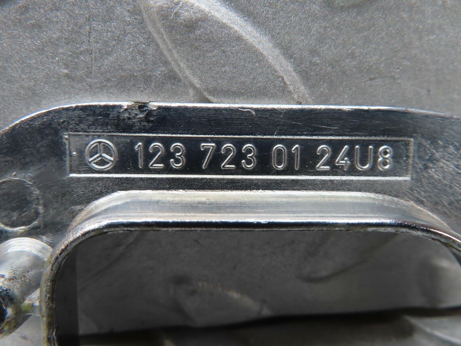 13554 Mercedes-Benz W123 200 Left Interior Chrome Door Latch Trim 1237230124