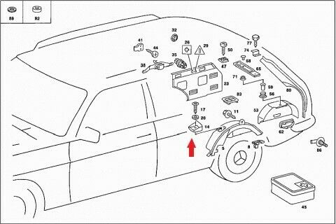 3736 Mercedes-Benz S123 200T Wagon Rear Seat Latch Cover Left 1236922322