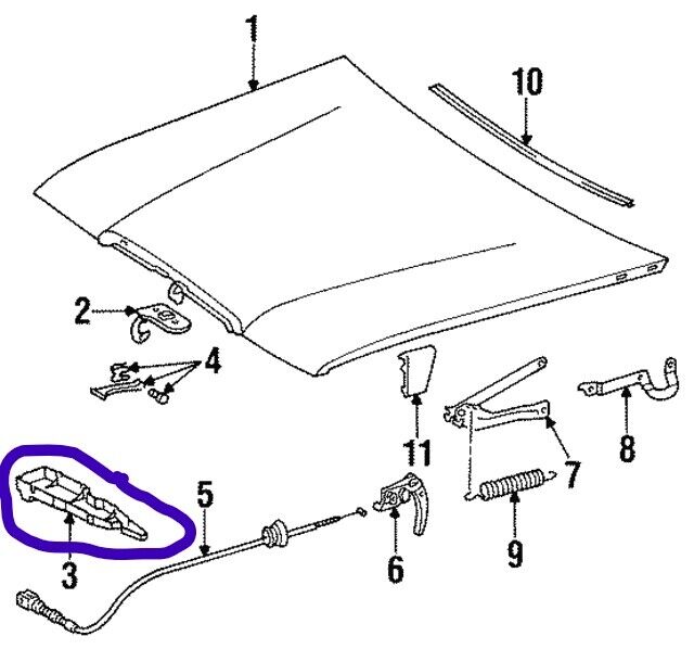 0414 Mercedes-Benz W123 Bonnet Lock Catch Cover Panel 1238870025