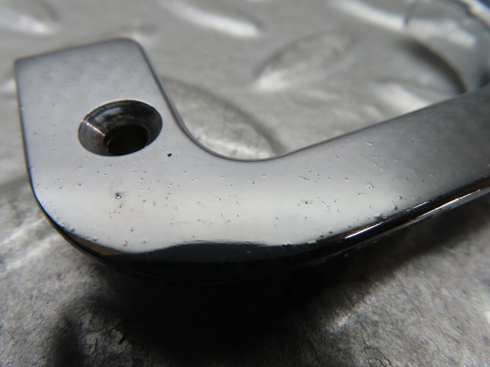 19166 Mercedes-Benz W123 300D Left Chrome Door Latch Trim 1237230124