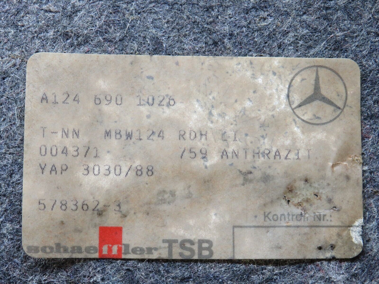 25732 Mercedes-Benz W124 280E Trunk Panel Cover Left 1246901026