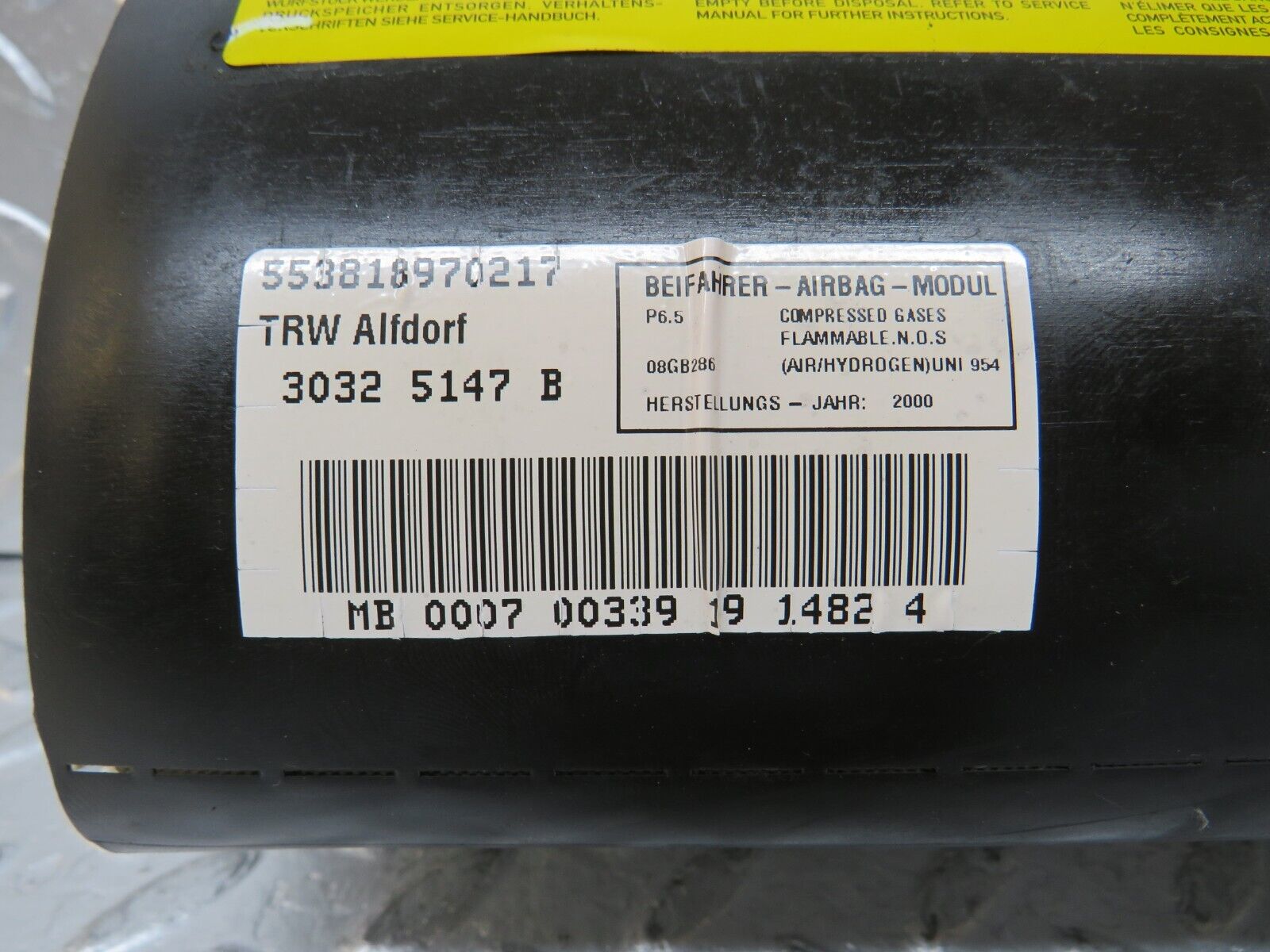 34862 Mercedes-Benz W210 320E Dashboard Airbag Left Side 2108602205