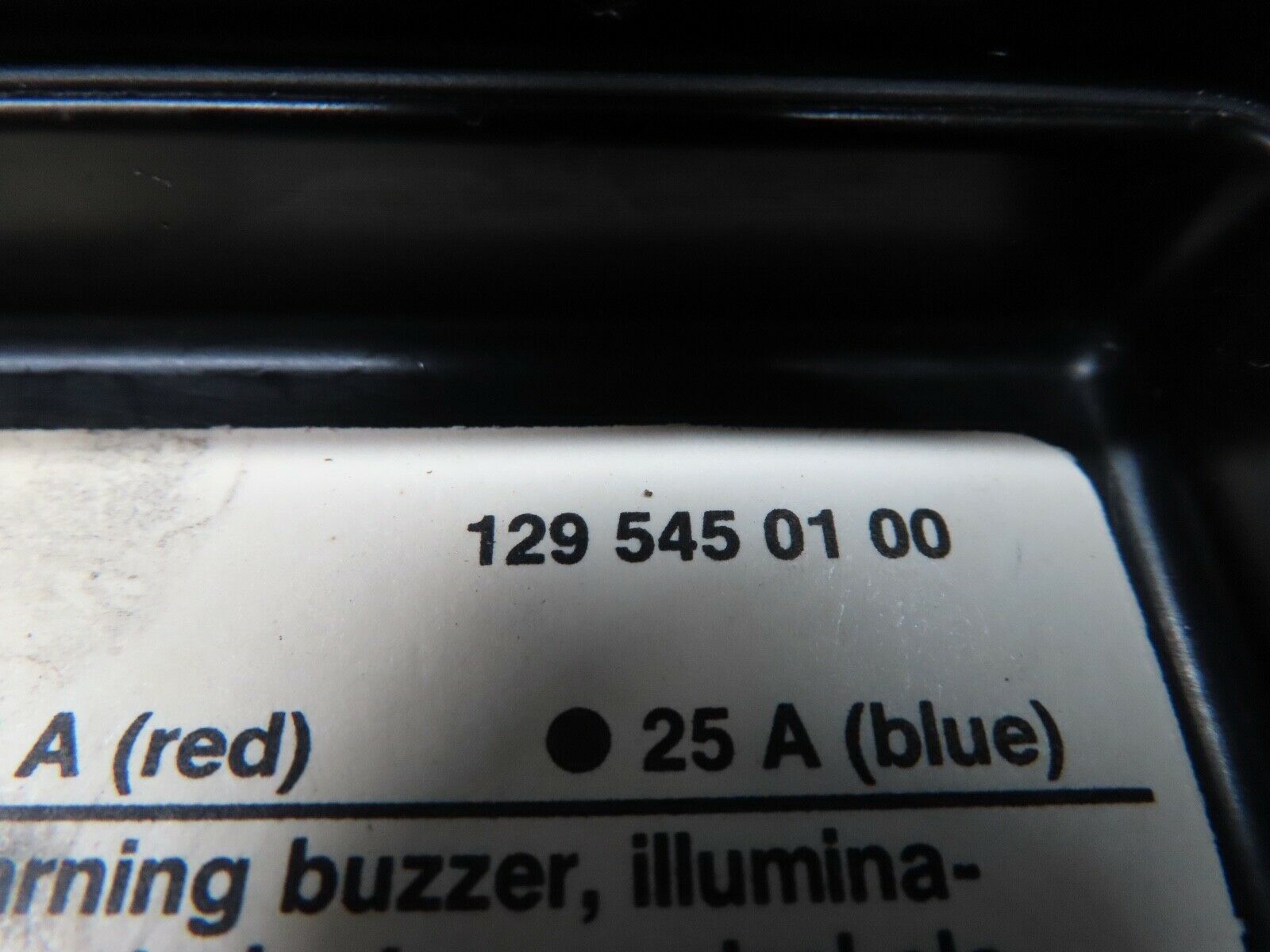 17096 Mercedes-Benz R129 300SL Coupe Fuse Box Cover Lid 1245400182