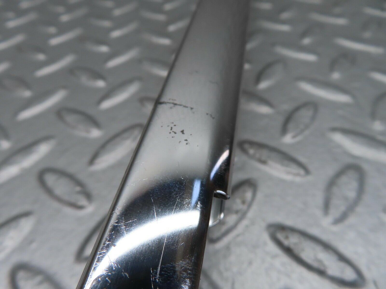 14329 Mercedes-Benz W116 350SE Rear Left Door Rear Chrome Window Channel