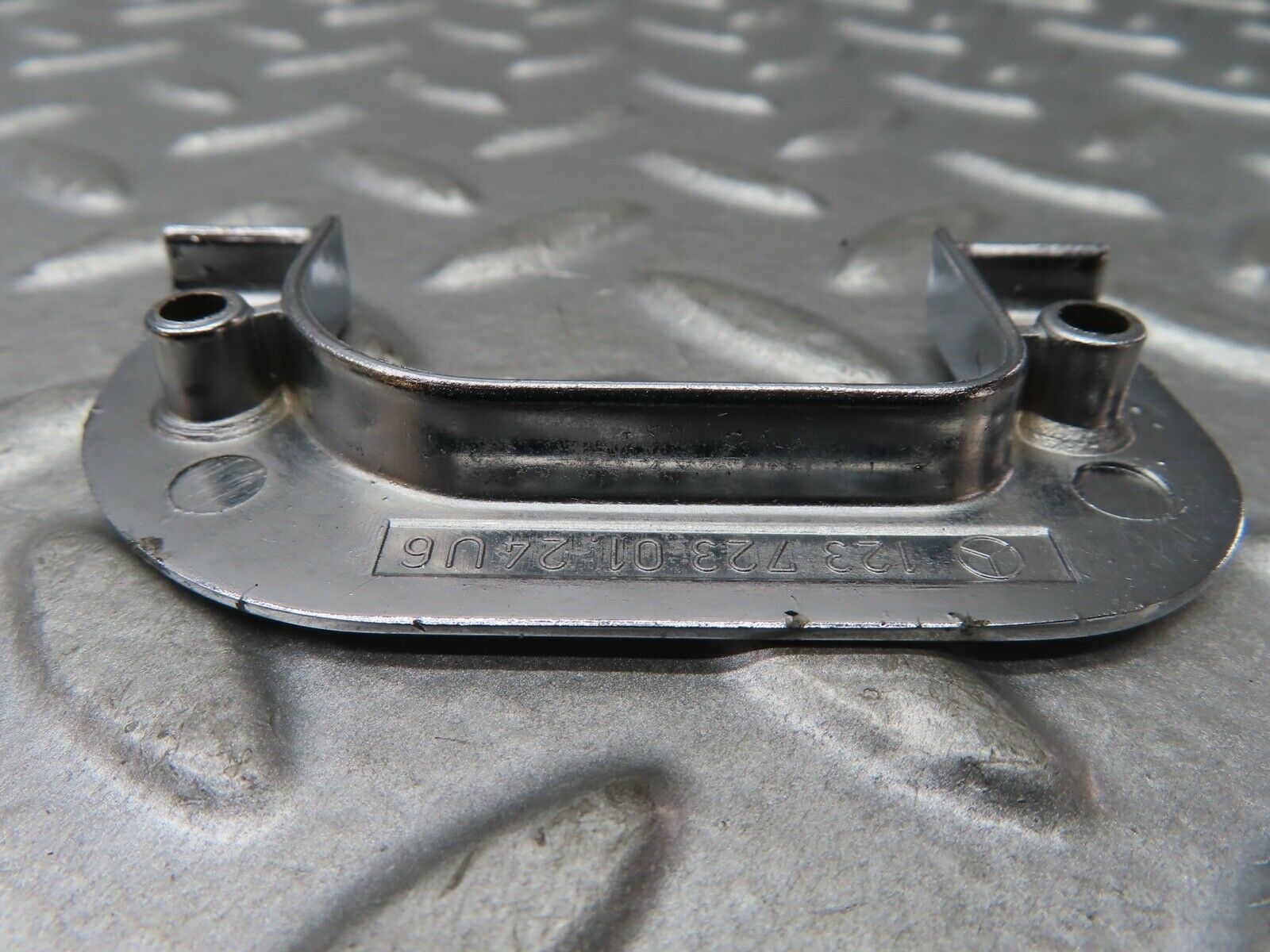 19165 Mercedes-Benz W123 300D Left Chrome Door Latch Trim 1237230124