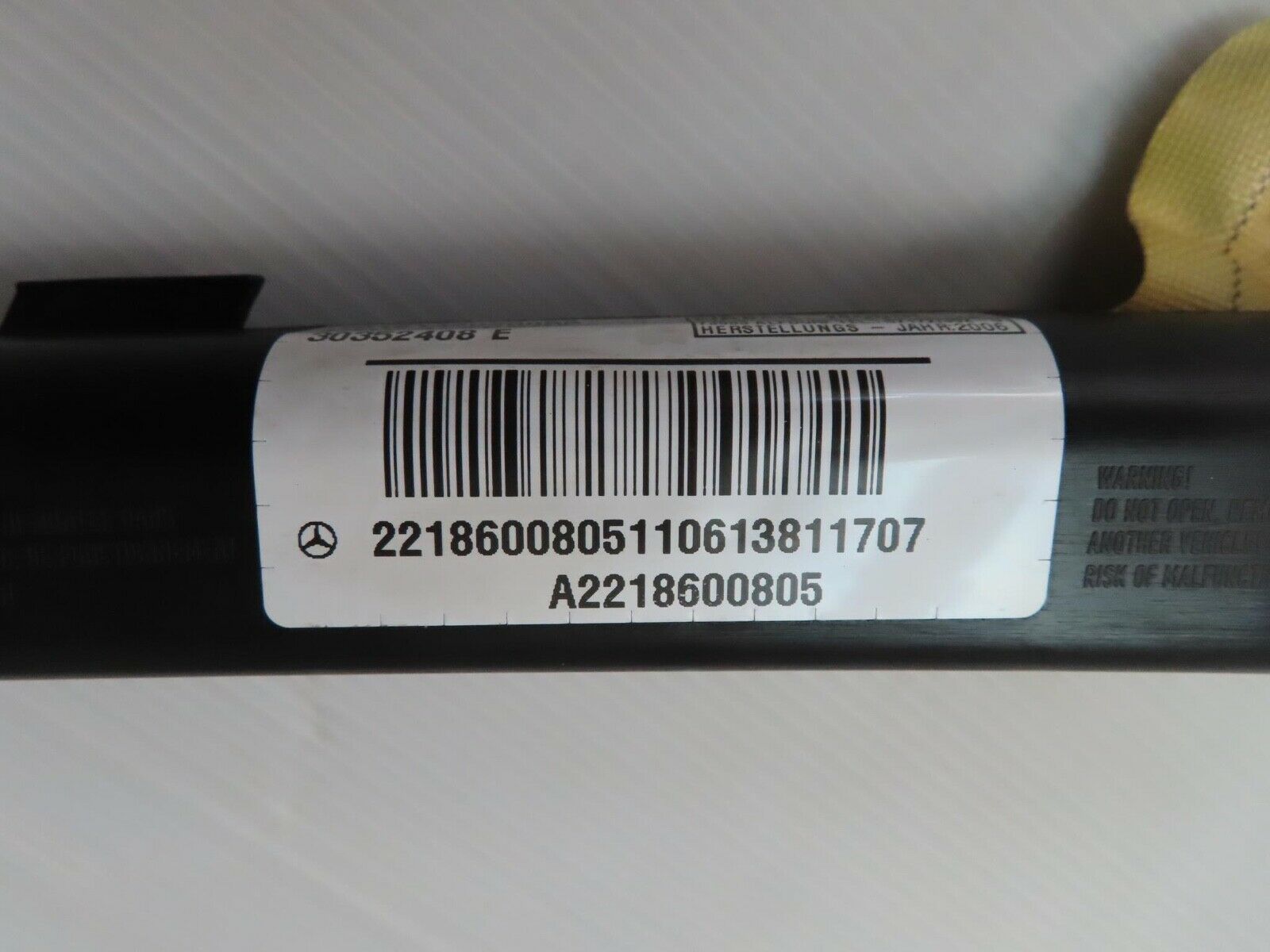 11234 Mercedes-Benz W221 S320 Roof Curtain Airbag Right Side 2218600805