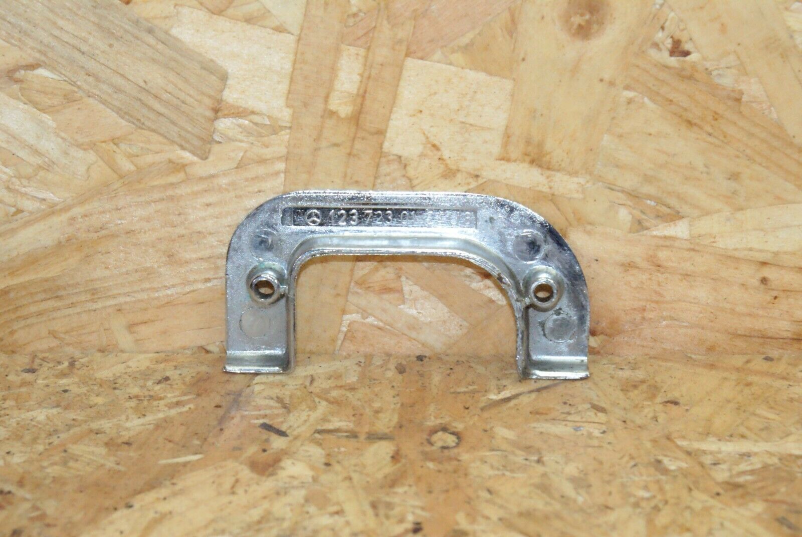 2313 Mercedes-Benz W123 280E Left Interior Chrome Door Latch Trim 1237230124