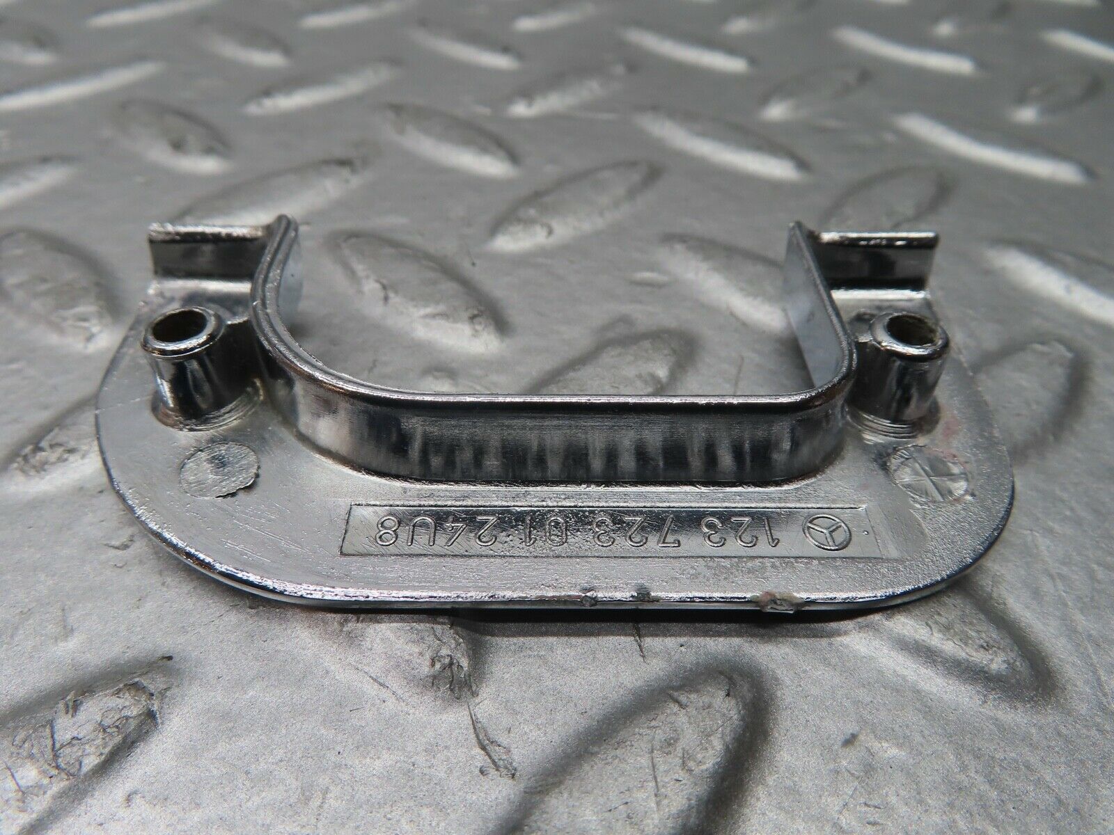 21492 Mercedes-Benz W126 300SE Left Chrome Door Latch Trim 1237230124