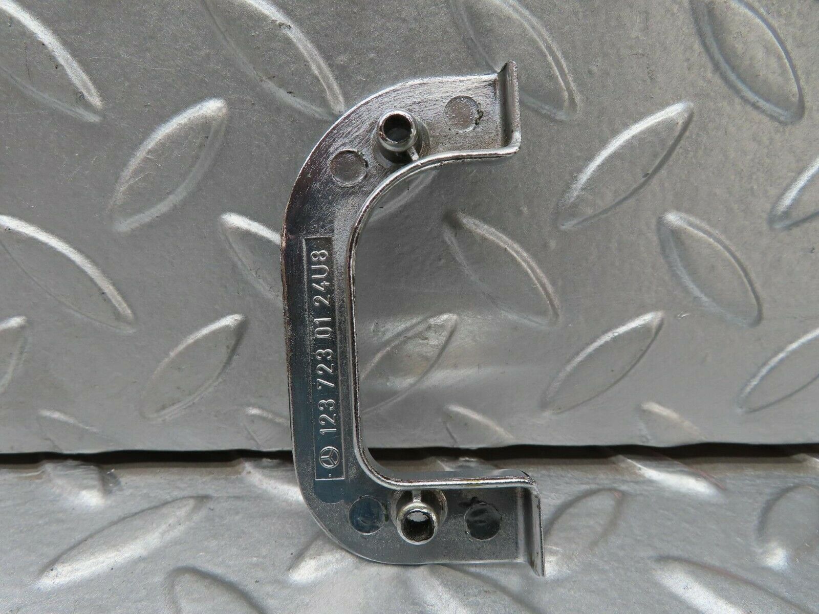 15228 Mercedes-Benz W123 230E Left Interior Chrome Door Latch Trim 1237230124