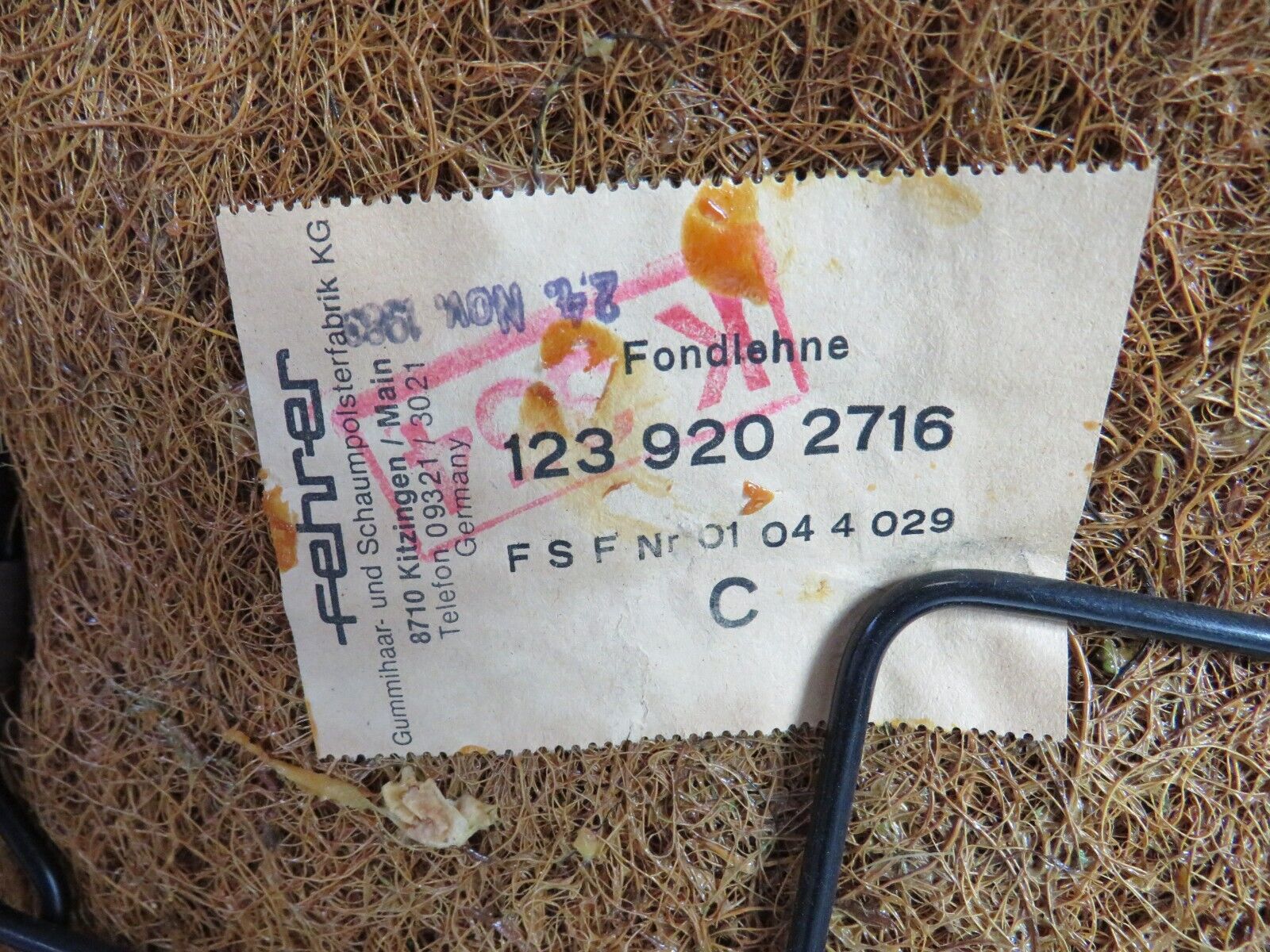 32031 Mercedes-Benz W123 230E Rear Seat Blue 1239203150 1239202716