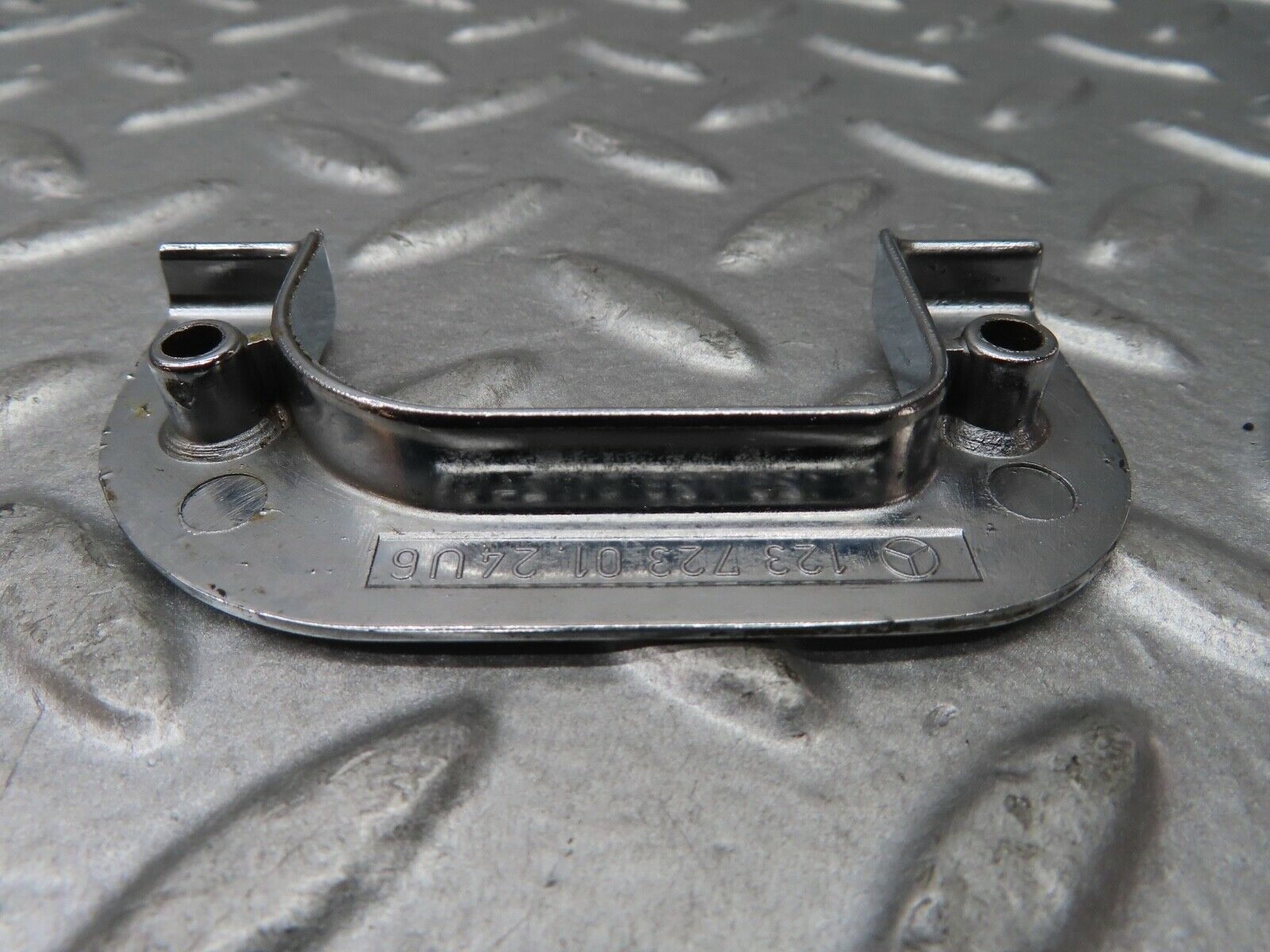 19166 Mercedes-Benz W123 300D Left Chrome Door Latch Trim 1237230124